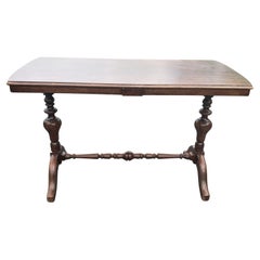 Antique Versatile Walnut Fold-Leaf Console Library Table Dining Table, C. 1910s