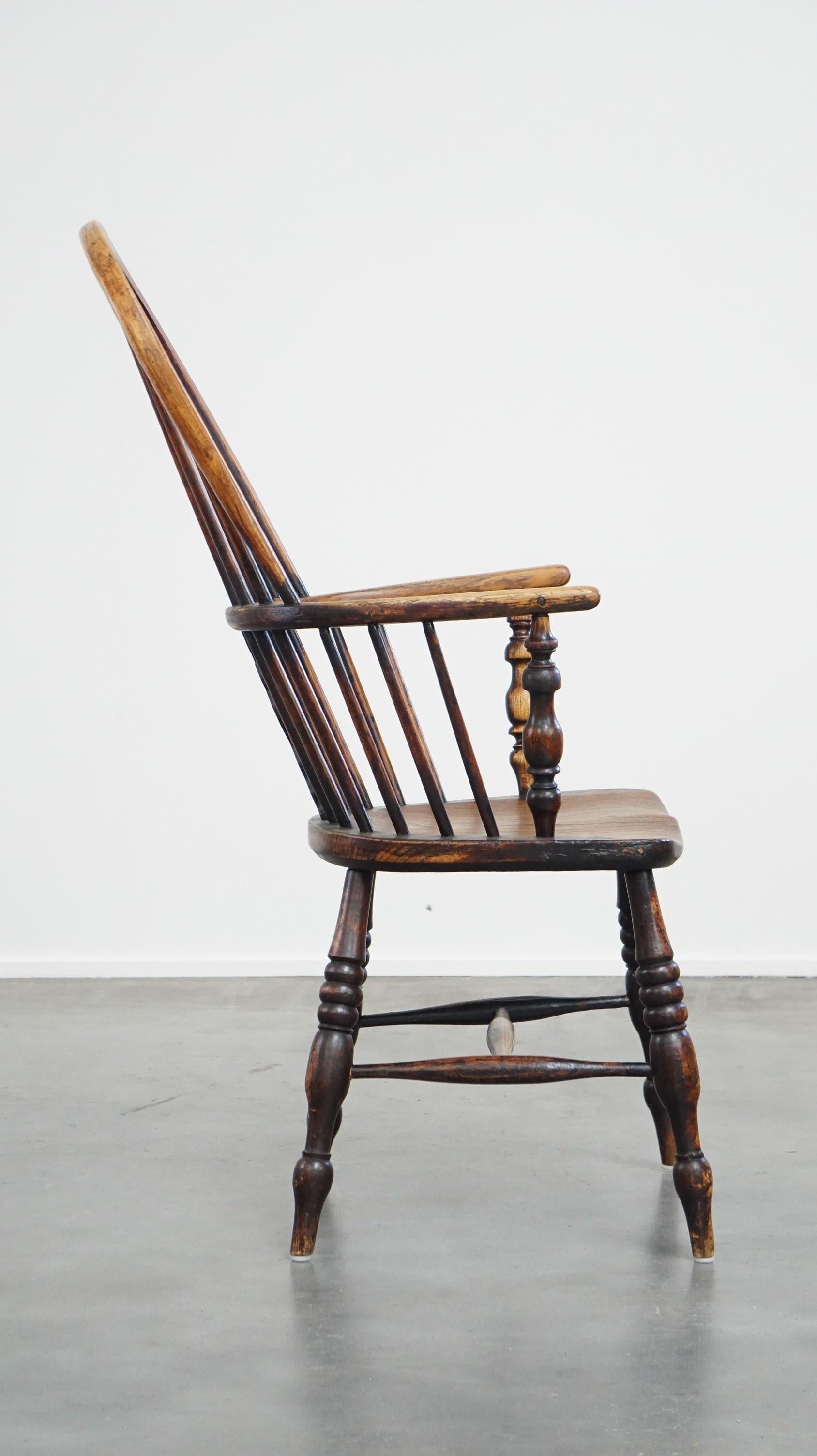 Anglais Ancienne et très belle chaise de salle à manger anglaise Windsor à dossier haut en vente