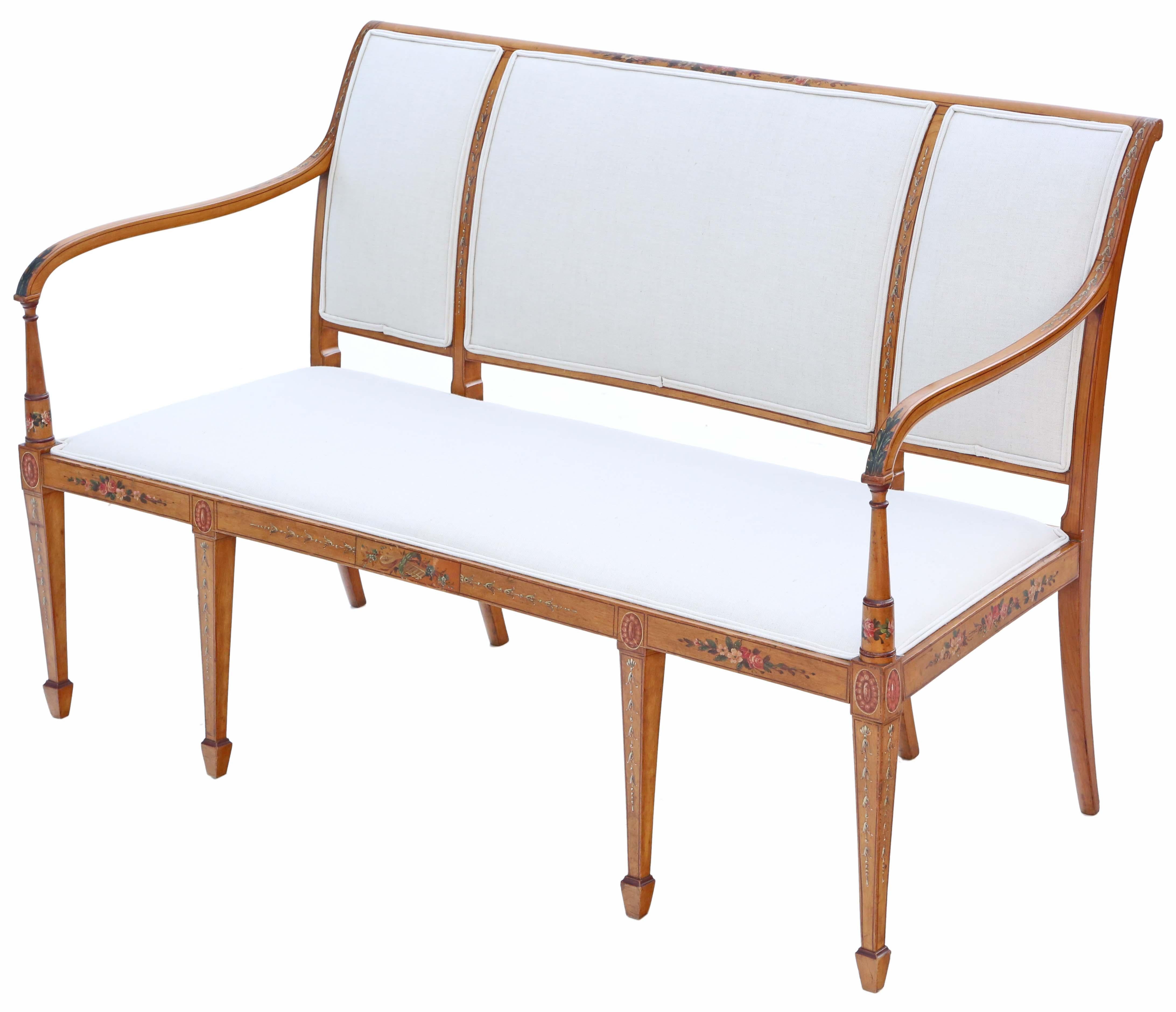 Antikes, sehr schönes, dekoriertes Satinholz-Sofa aus dem späten viktorianischen 19. Jahrhundert im Zustand „Gut“ im Angebot in Wisbech, Cambridgeshire