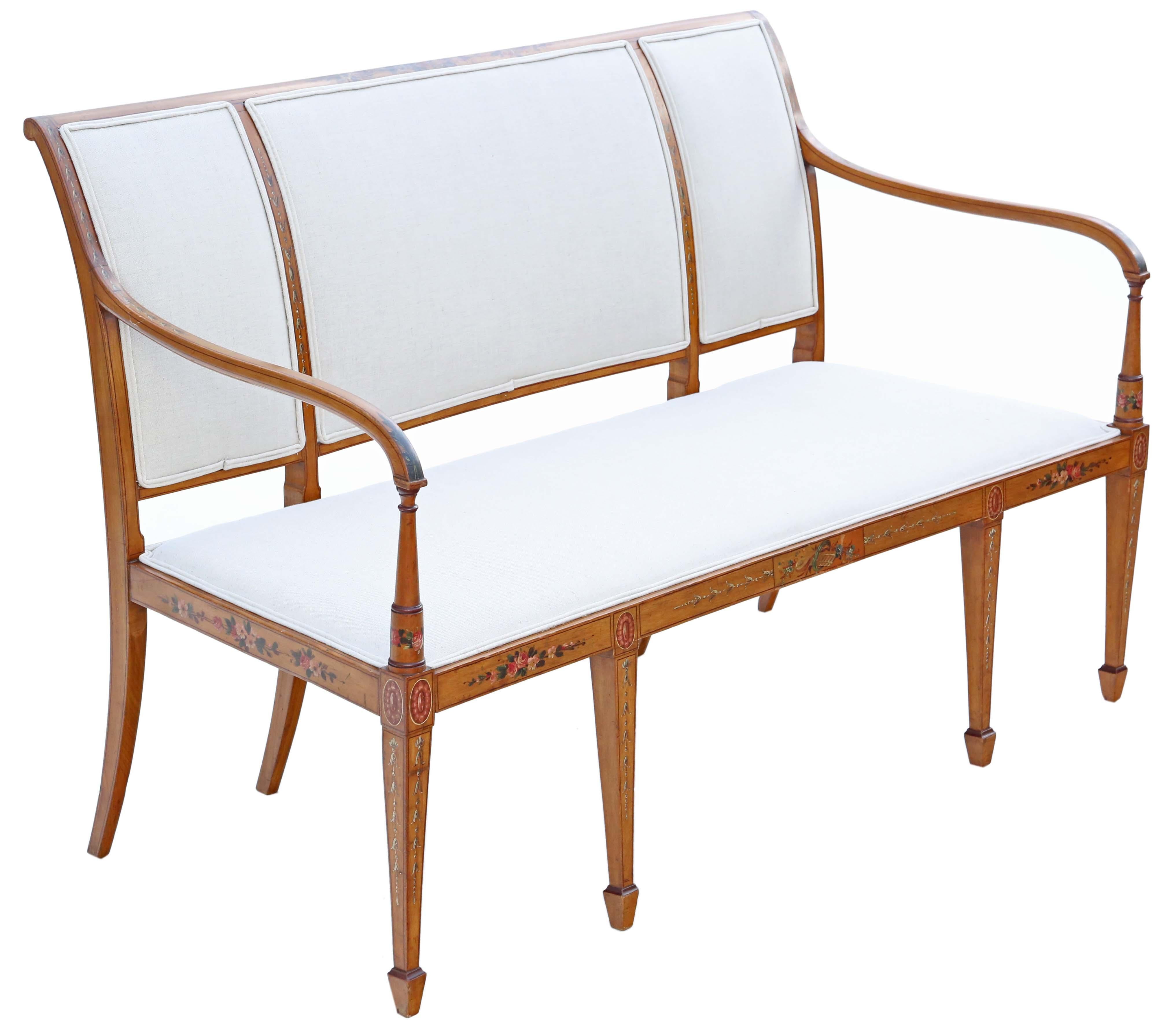 Antikes, sehr schönes, dekoriertes Satinholz-Sofa aus dem späten viktorianischen 19. Jahrhundert im Angebot 1