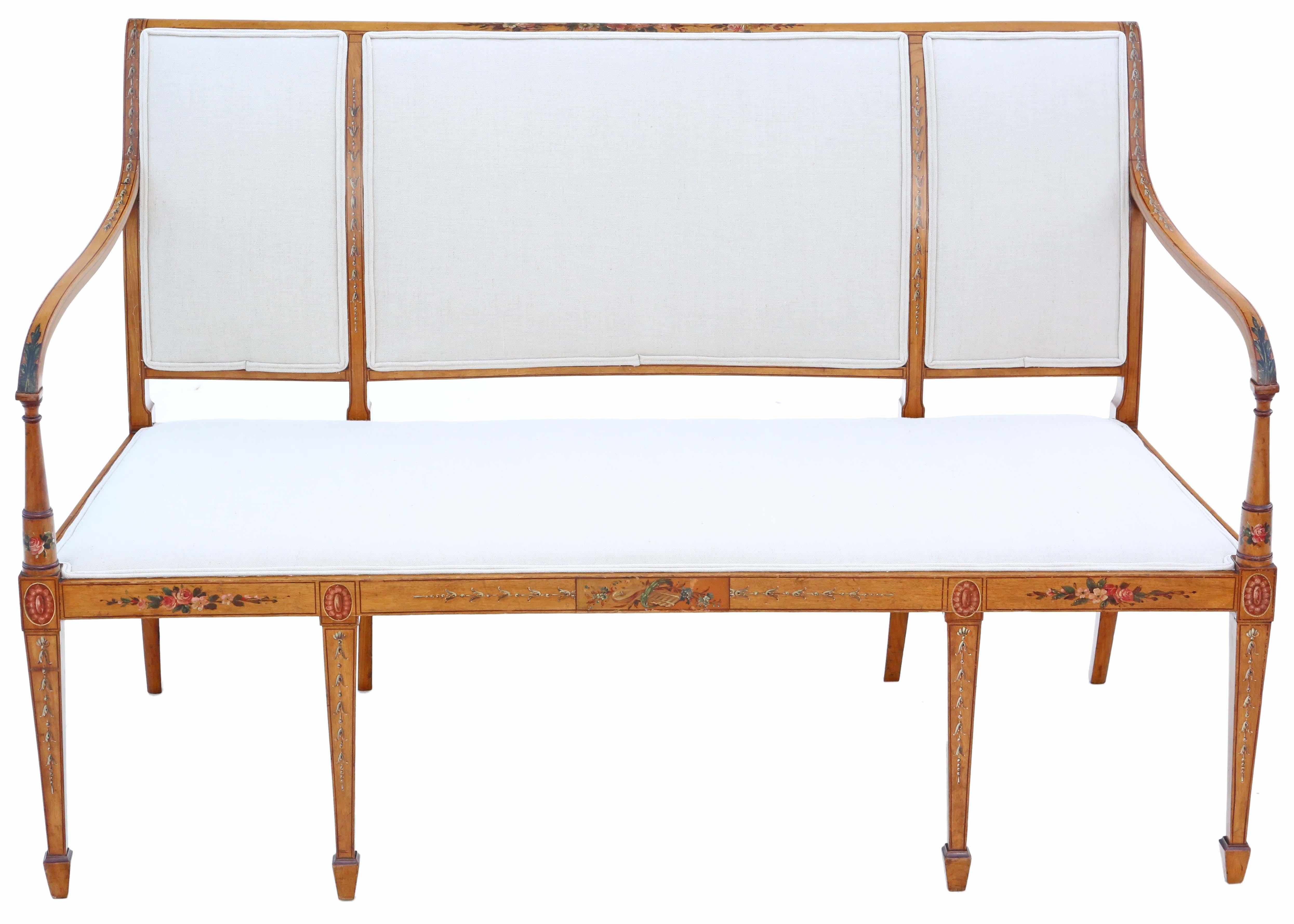 Antique 19th Century Decorated Satinwood Sofa, Late Victorian

This very fine quality late Victorian decorated satinwood sofa from the 19th century is an exceptionally beautiful statement piece of the finest quality.

Condition:

No loose joints or