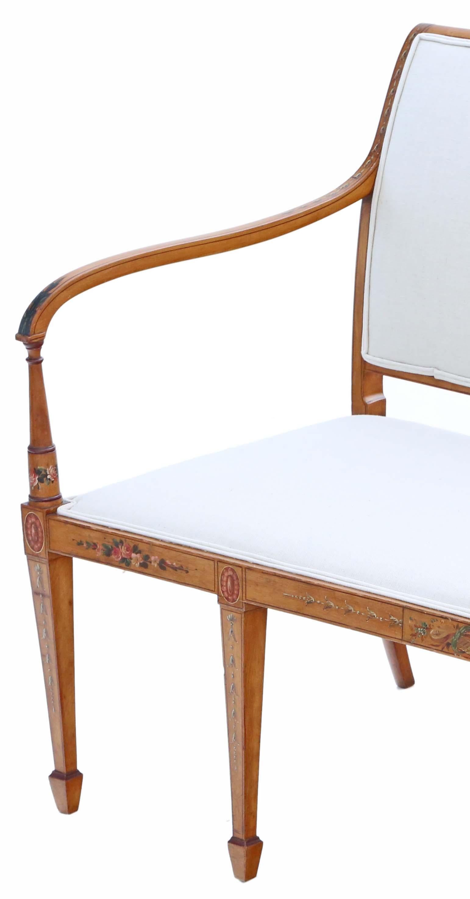 Antique Very Fine Quality Late Victorian 19th Century Decorated Satinwood Sofa For Sale 5