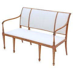 Antique Very Fine Quality Late Victorian 19th Century Decorated Satinwood Sofa