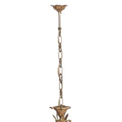 Antique Very Heavy Chandelier from a Old Candlestick, Gilded Bronze, Six Lights