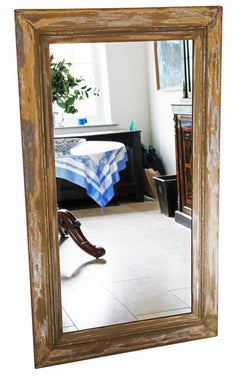 Antique very large 19th Century distressed overmantle wall mirror