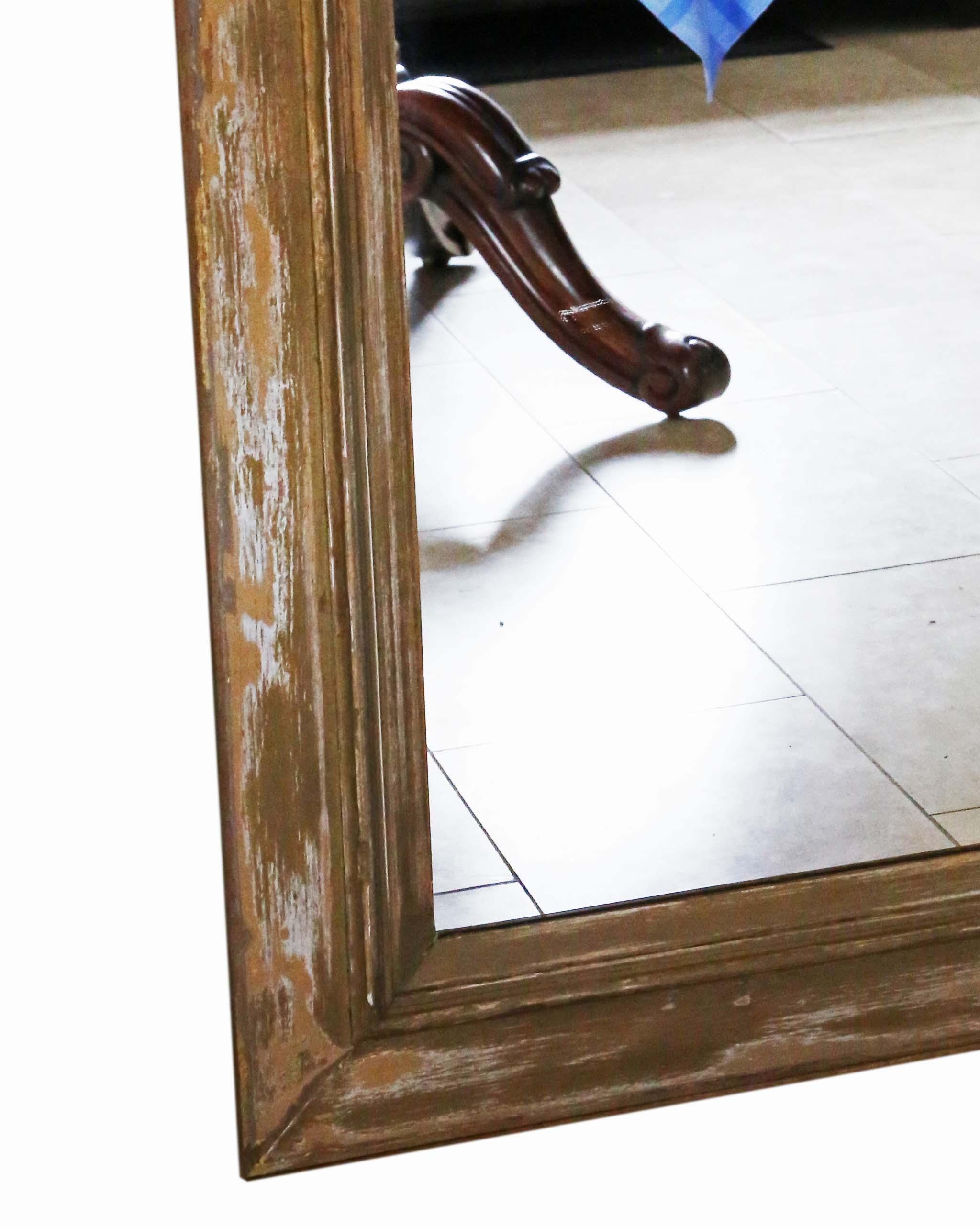 Antique very large 19th Century distressed overmantle wall mirror For Sale 2