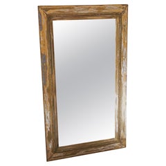 Antique très grand miroir mural du 19ème siècle à l'aspect vieilli