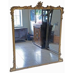 Antique Very Large 19th Century Gilt Floor Overmantle Wall Mirror - High-Quality