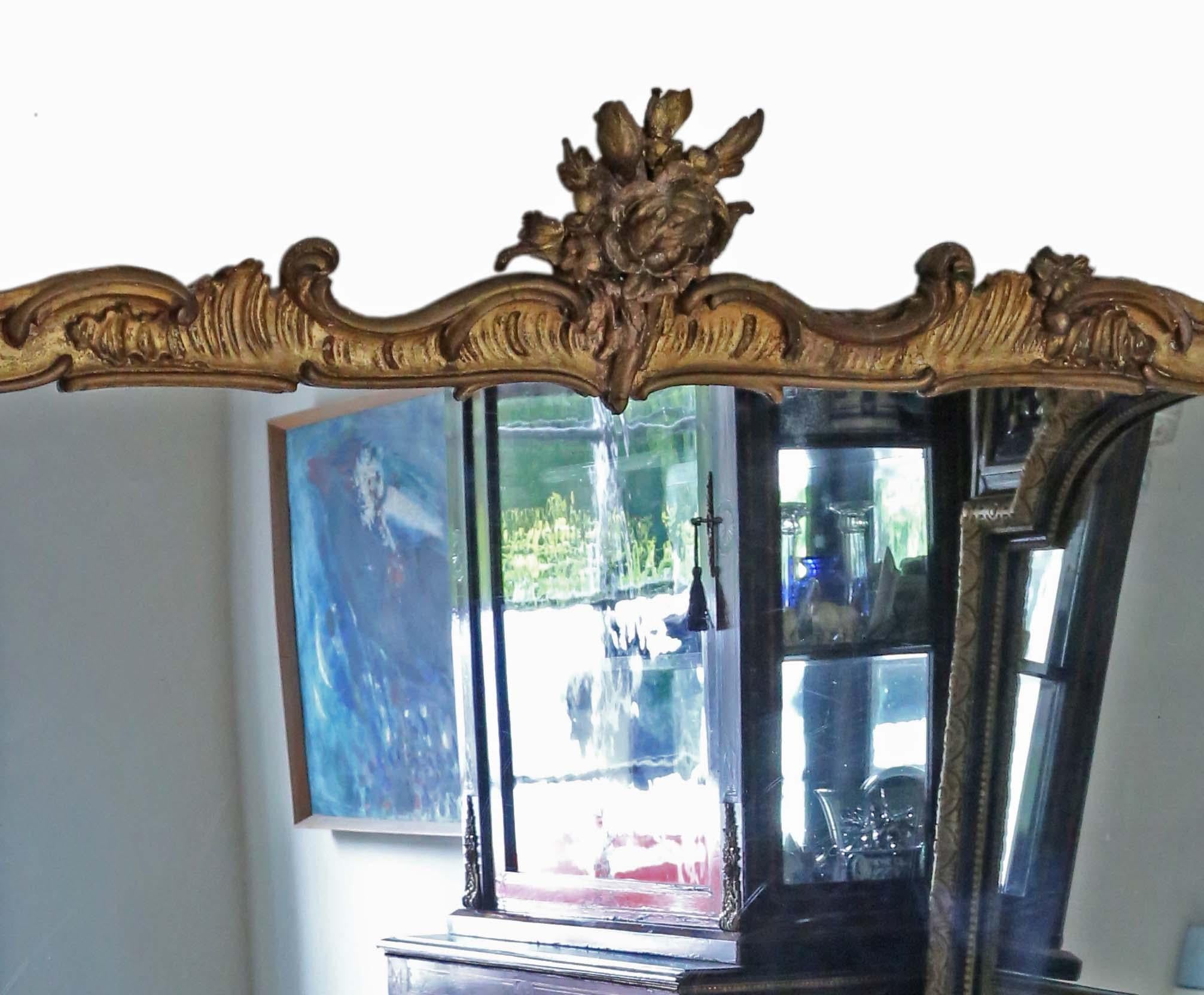 Antique Very Large 19th Century Gilt Floor Overmantle Wall Mirror Quality In Good Condition For Sale In Wisbech, Cambridgeshire
