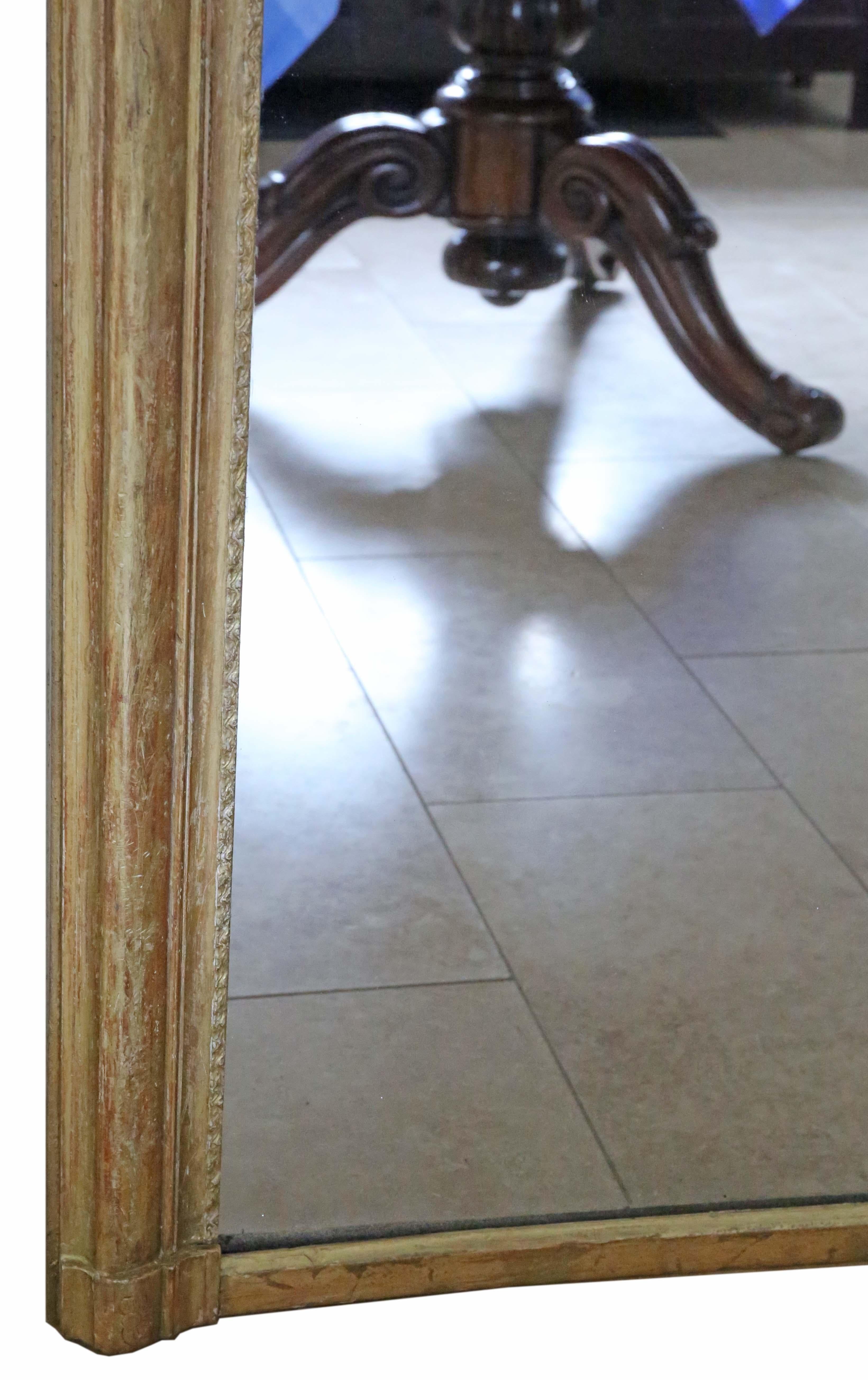 Antique very large 19th Century quality gilt floor overmantle wall mirror Louis  For Sale 1