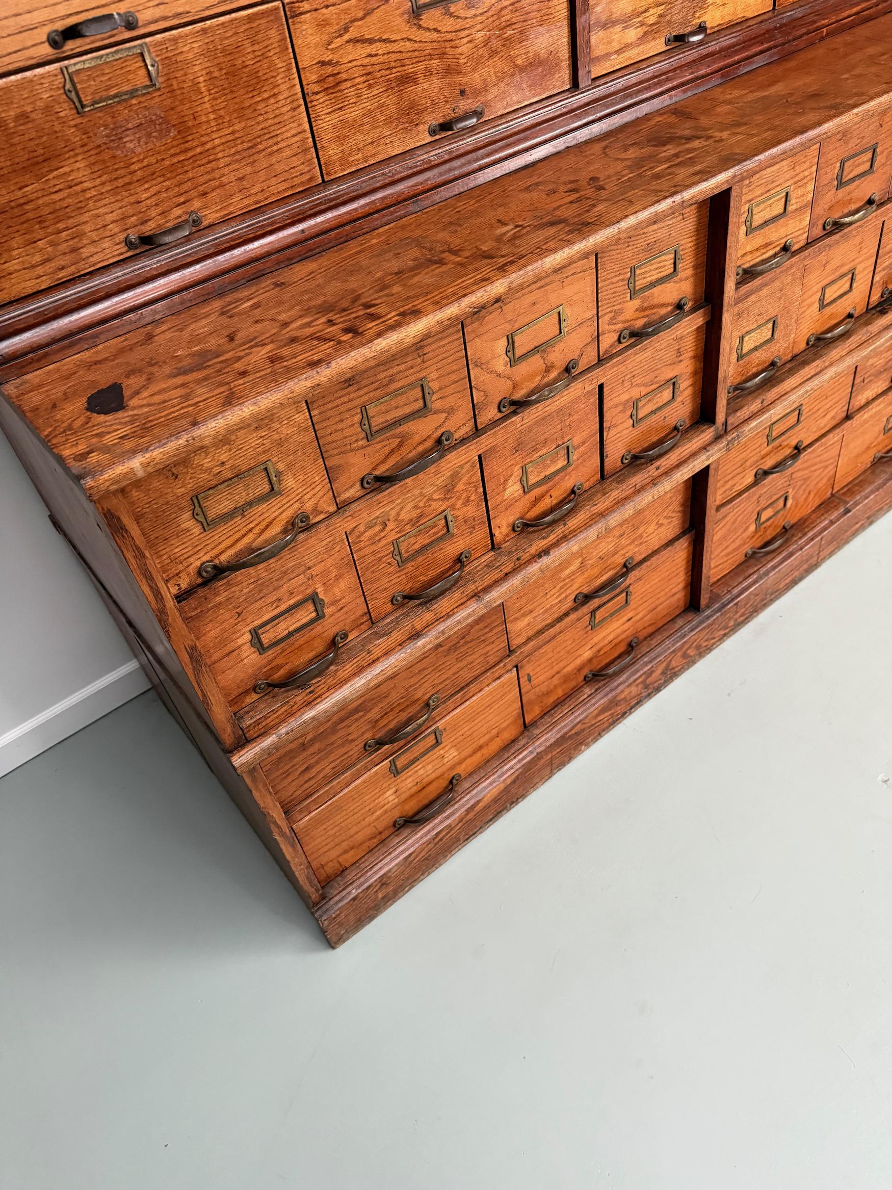 Antique Very Large American Oak Grain / Apothecary Cabinet, ca 1900 For Sale 5