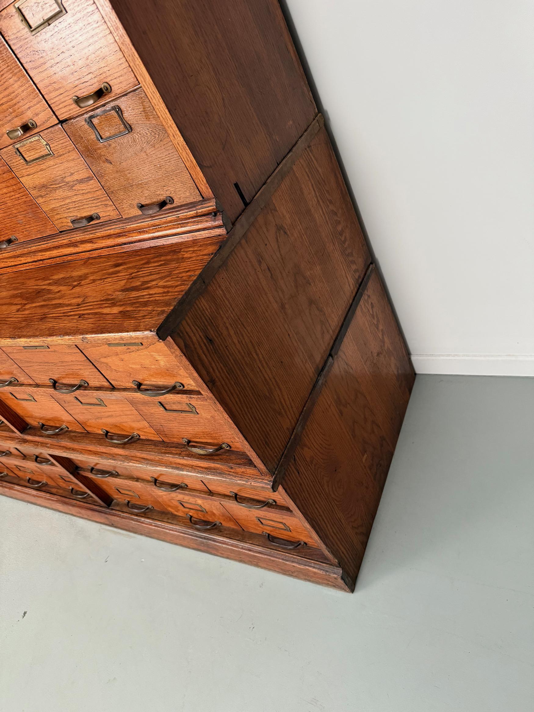 Antique Very Large American Oak Grain / Apothecary Cabinet, ca 1900 For Sale 6