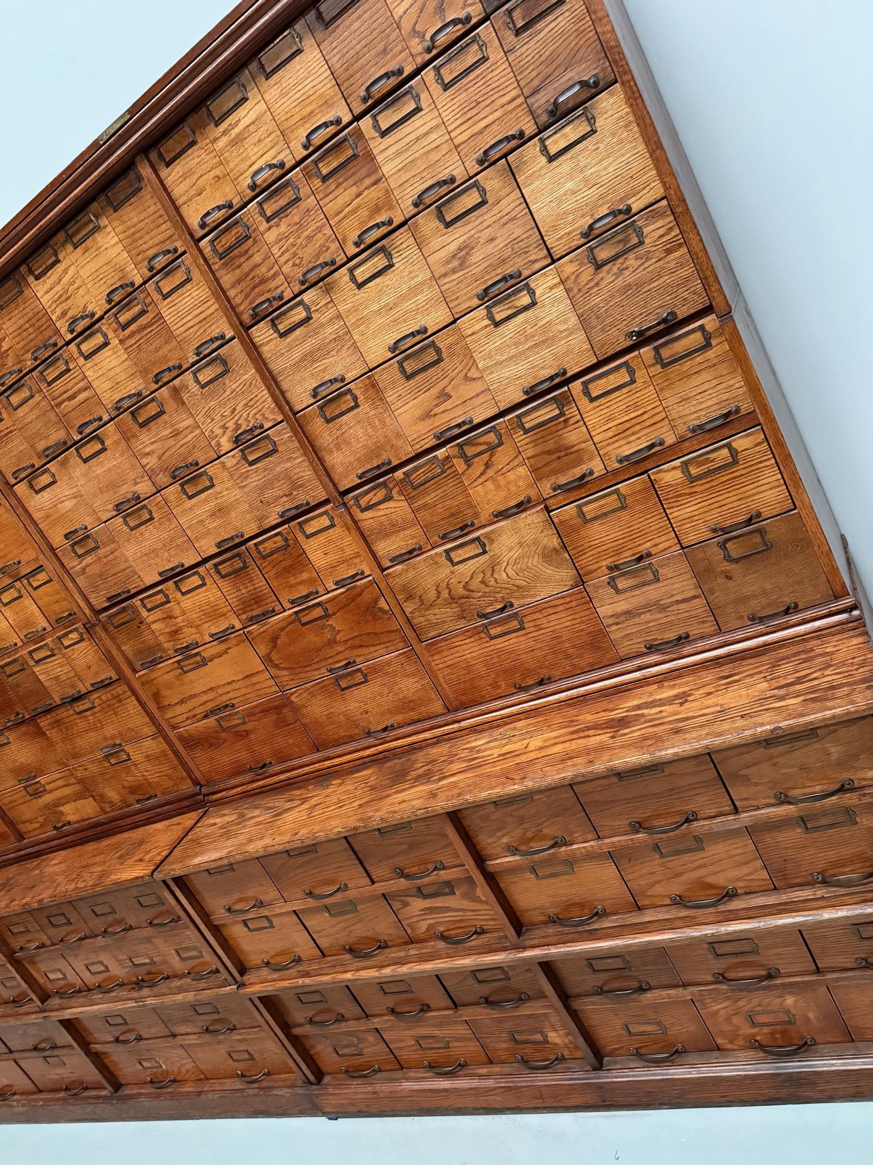 Antique Very Large American Oak Grain / Apothecary Cabinet, ca 1900 For Sale 9