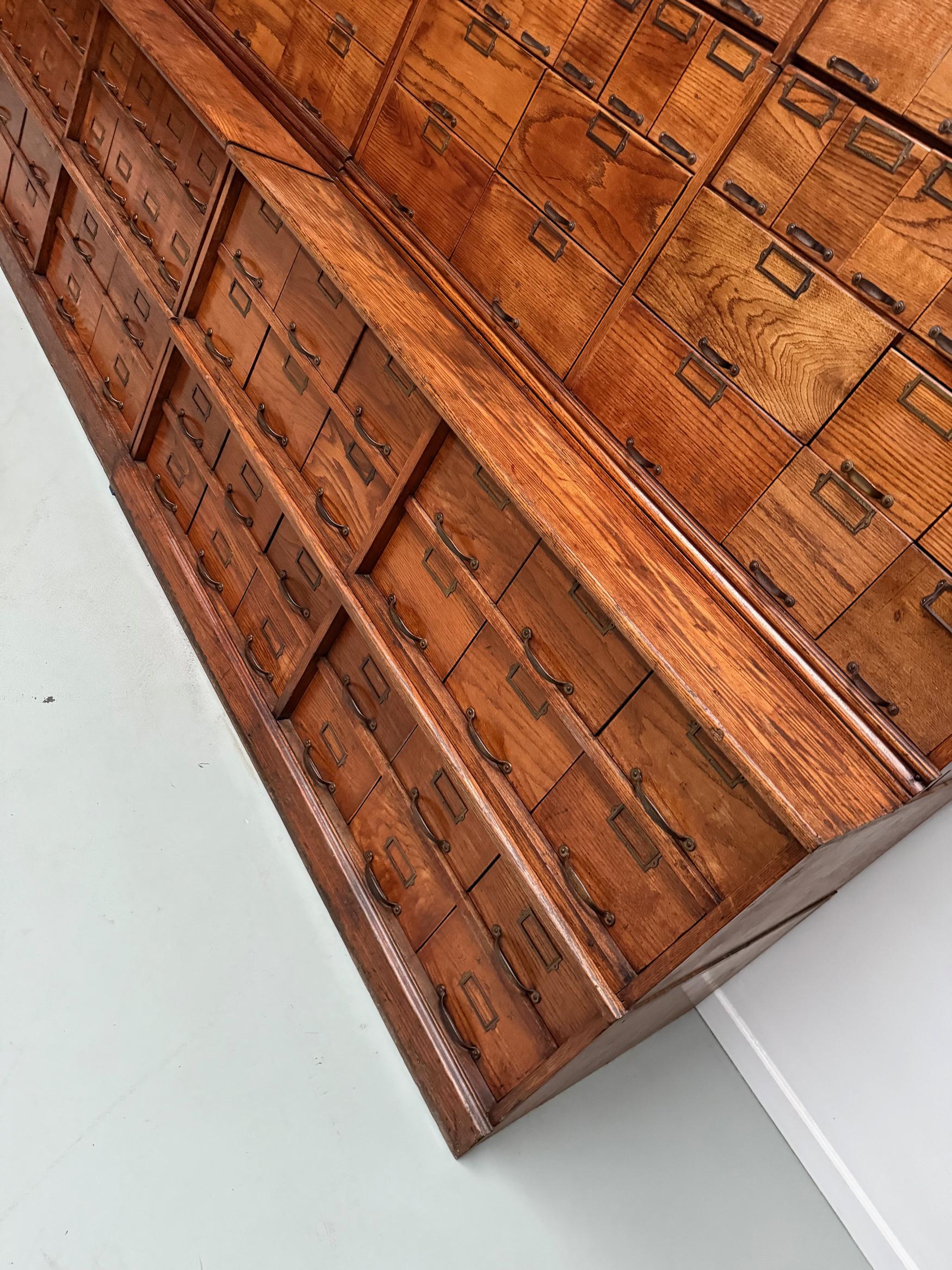 Antique Very Large American Oak Grain / Apothecary Cabinet, ca 1900 For Sale 12