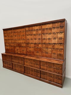 Antique Very Large American Oak Grain / Apothecary Cabinet, ca 1900