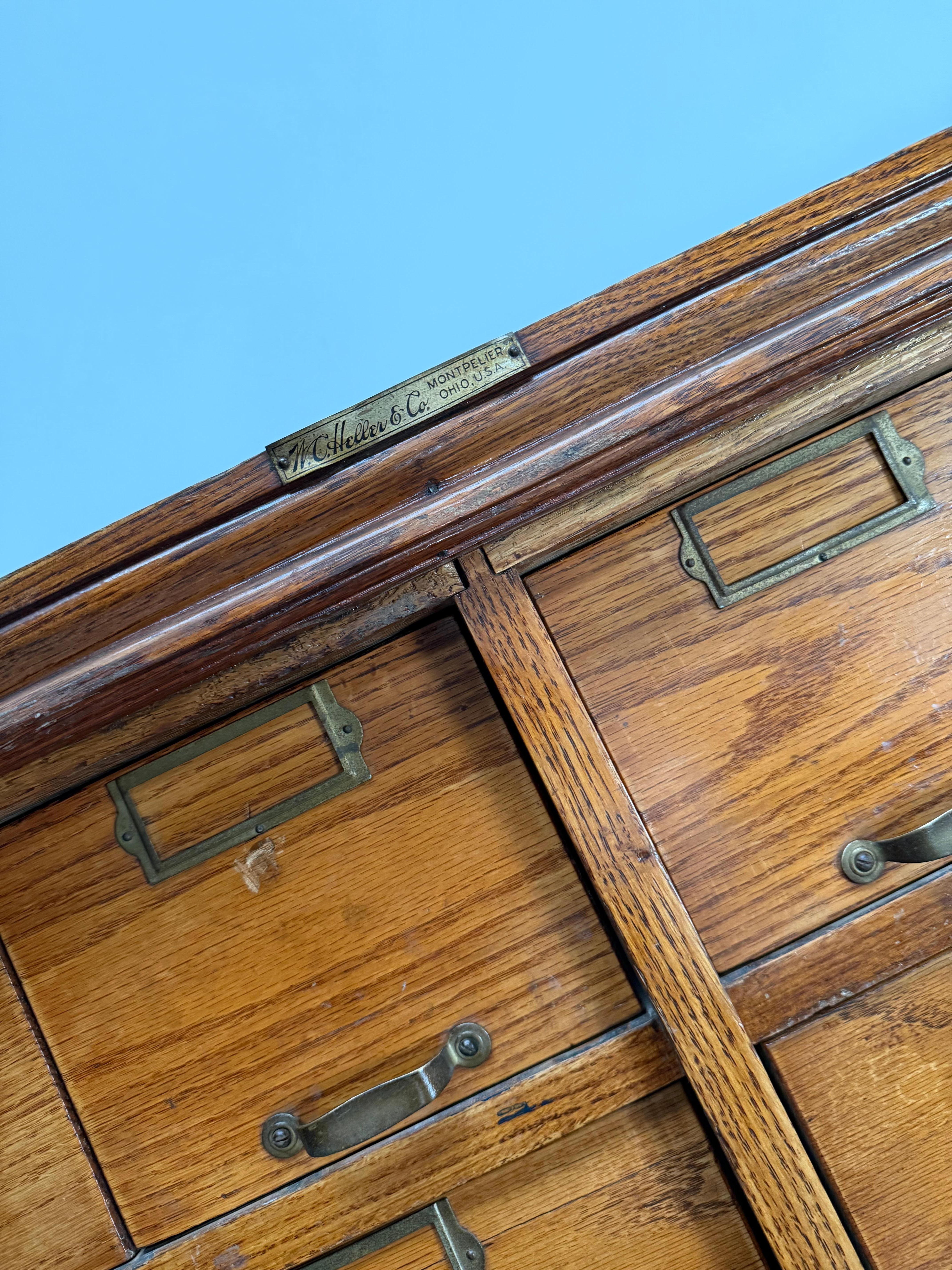 Antique Very Large American Oak Grain / Apothecary Cabinet, ca 1900 For Sale 15