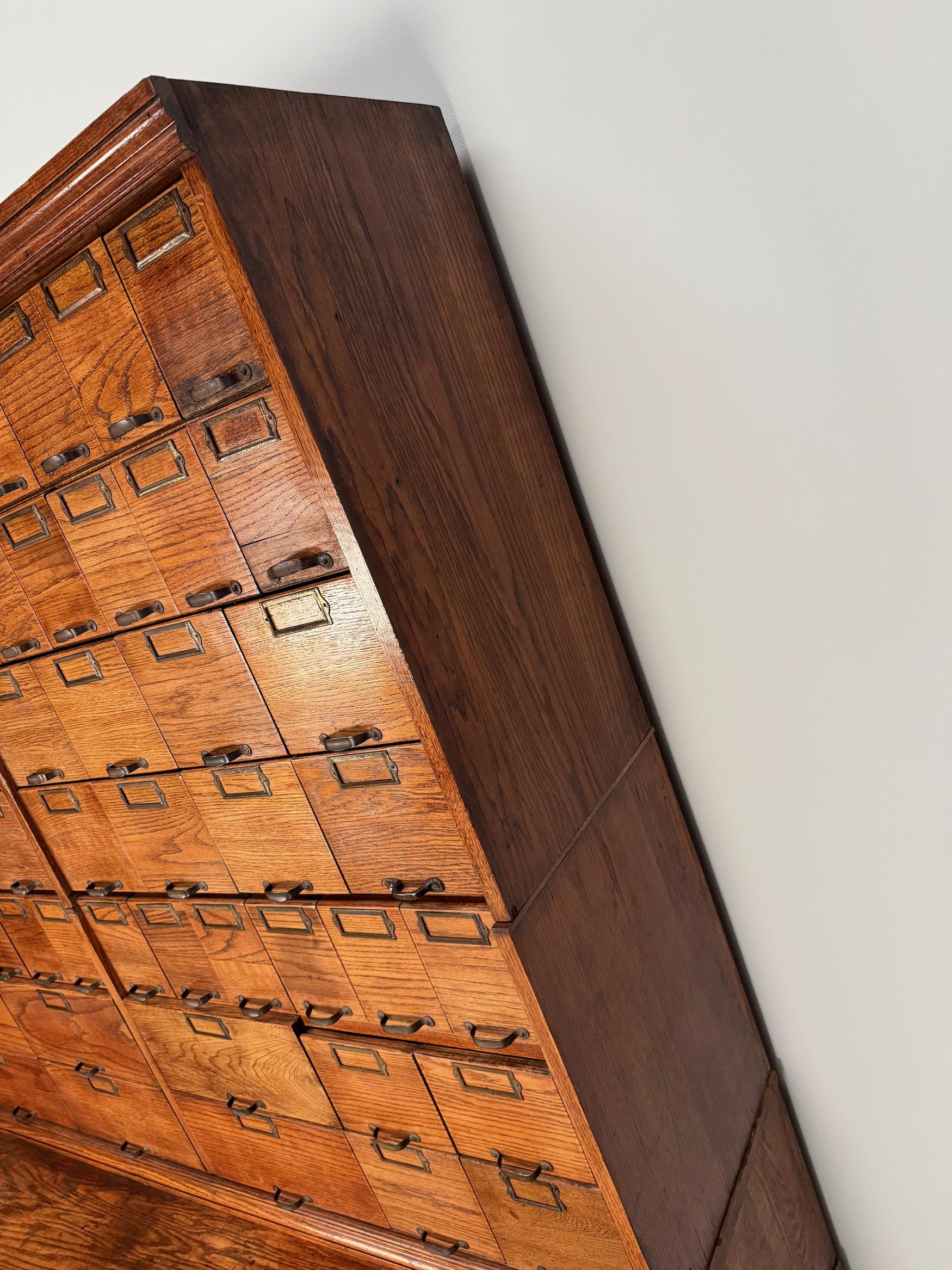 Antique Very Large American Oak Grain / Apothecary Cabinet, ca 1900 For Sale 2