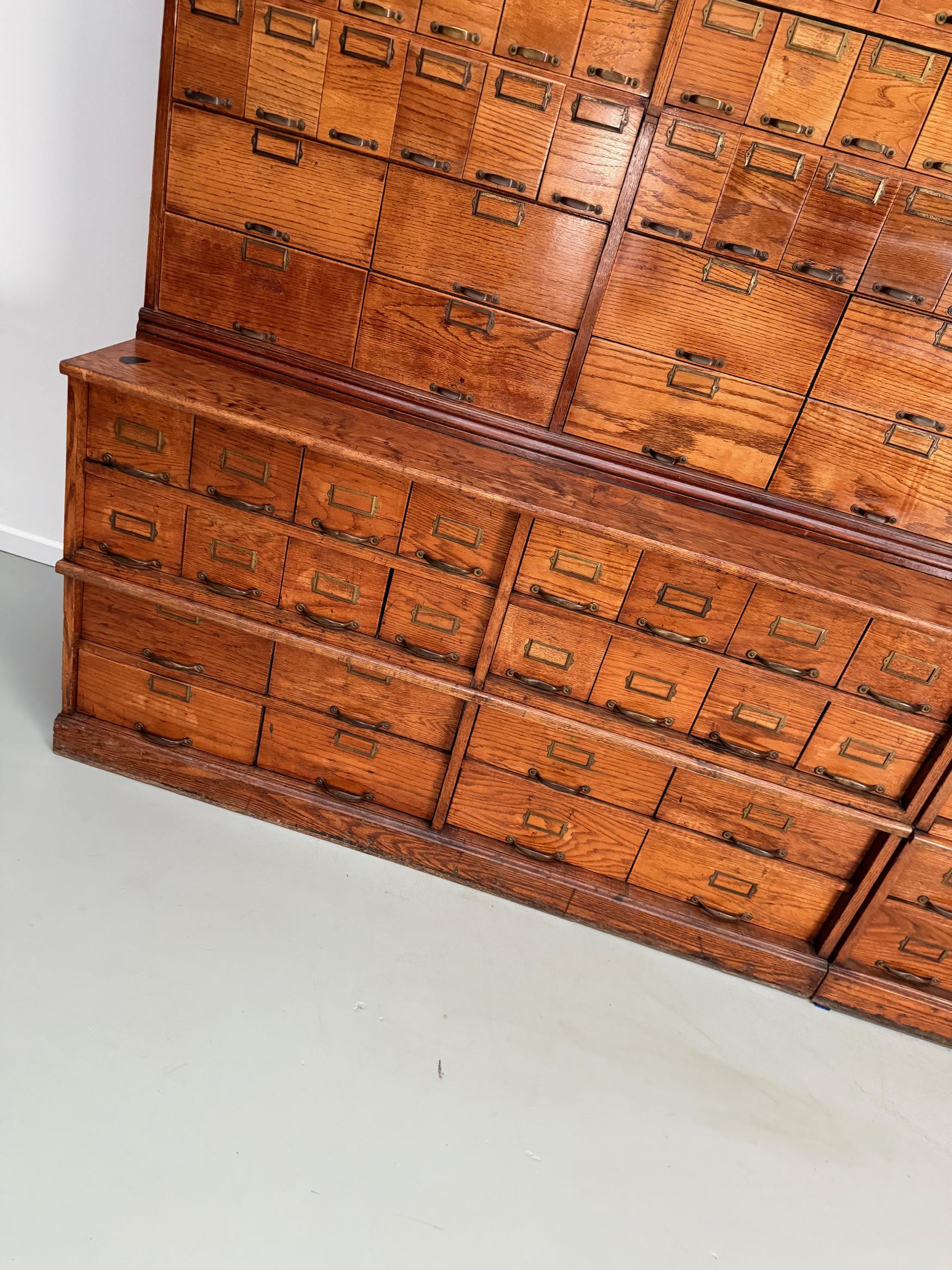 Antique Very Large American Oak Grain / Apothecary Cabinet, ca 1900 For Sale 3