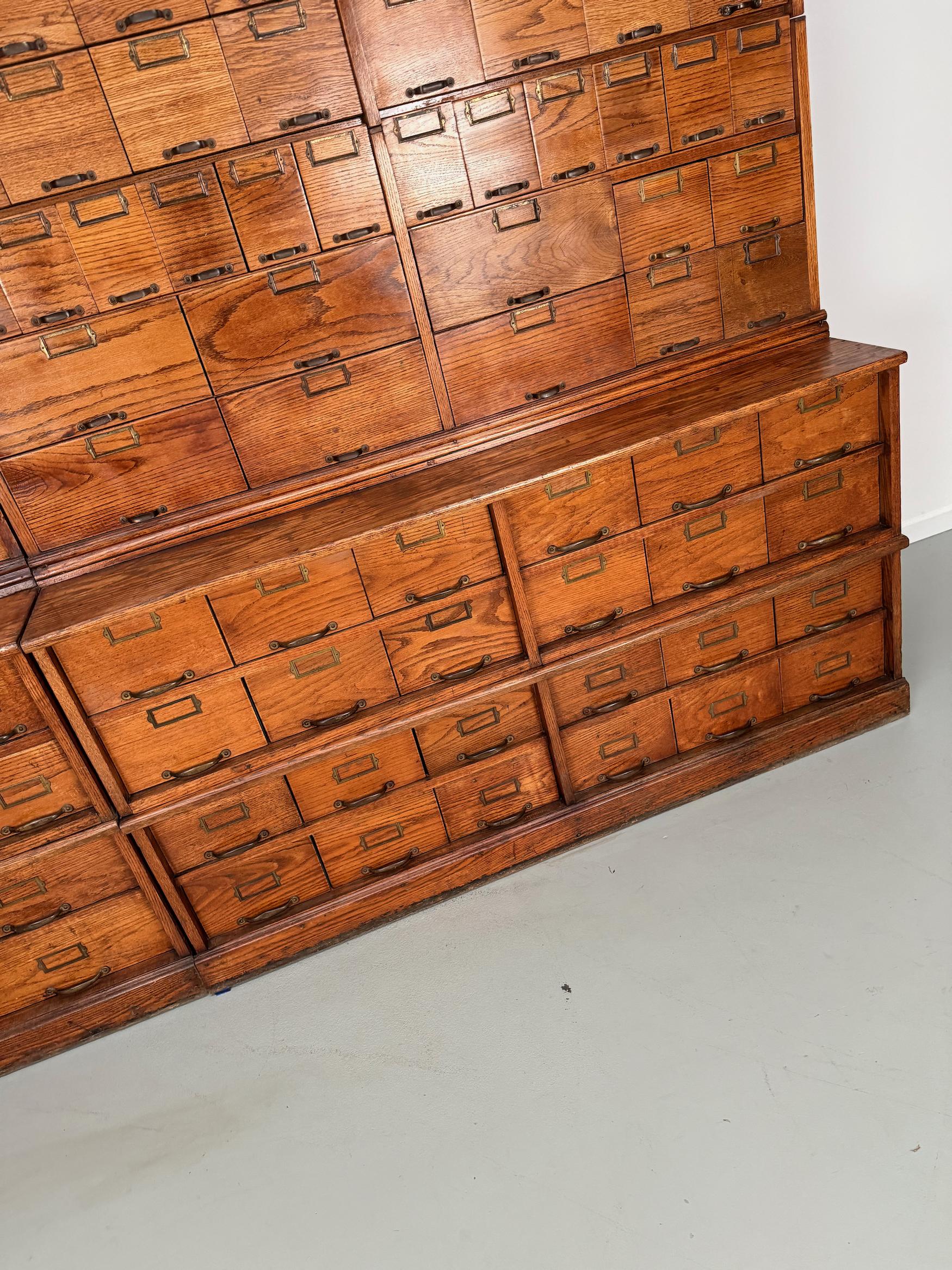 Antique Very Large American Oak Grain / Apothecary Cabinet, ca 1900 For Sale 4