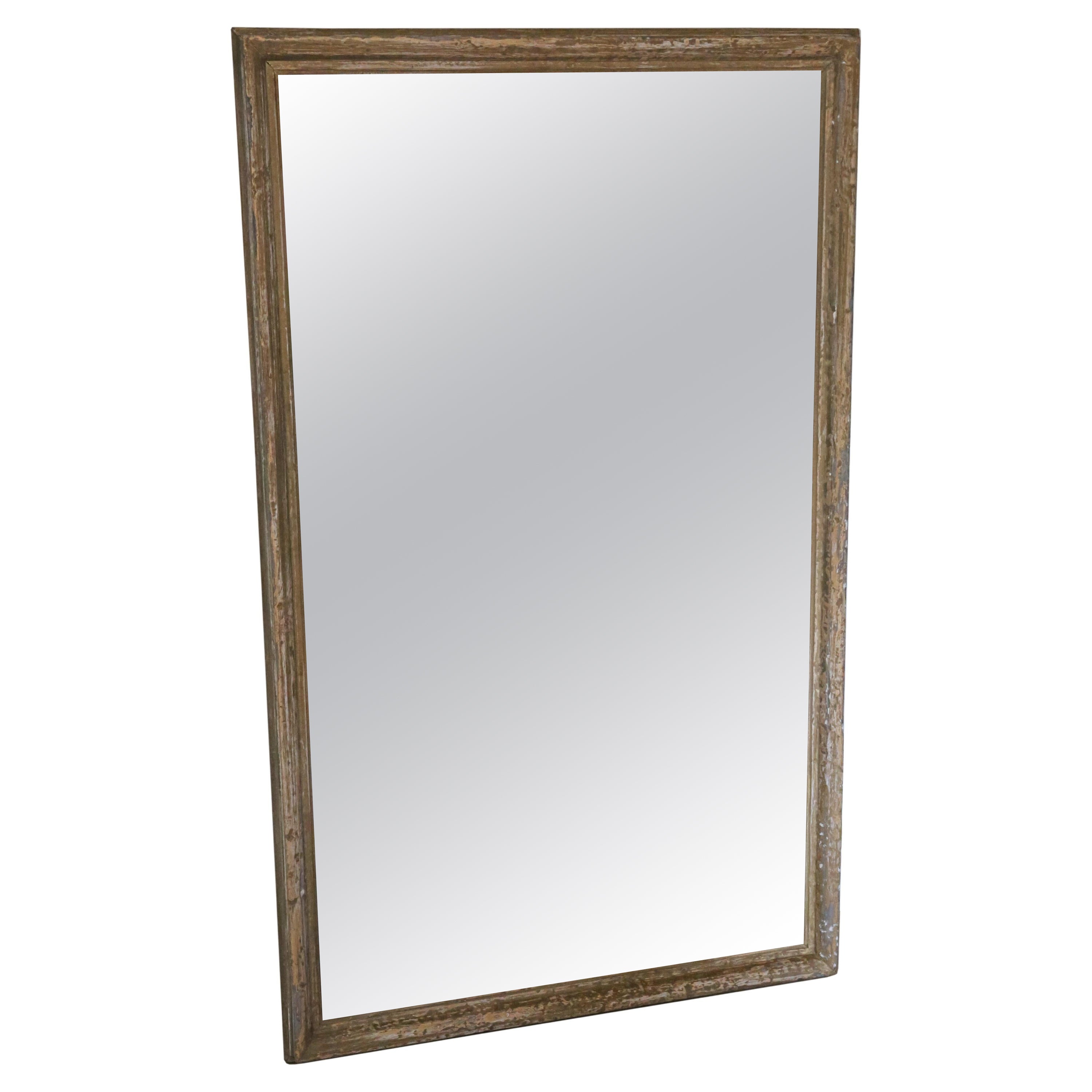 Antique very large distressed overmantle wall mirror 19th Century