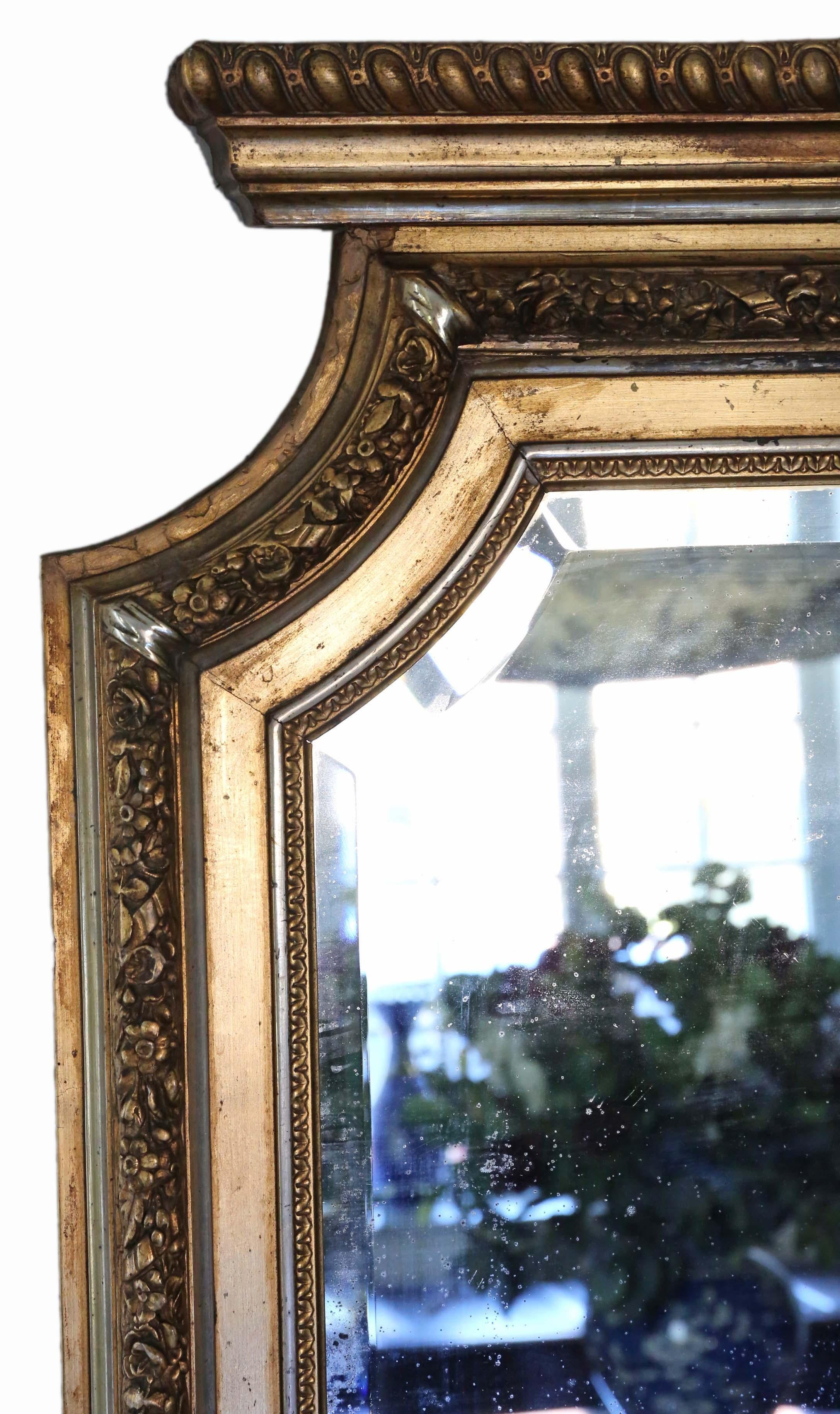 Antique very large fine quality 19th century gilt full height wall mirror. A large statement piece.

A charming mirror, that is full of age and character. The frame has it's original finish and gilding, with wear and patina. Also, some losses that