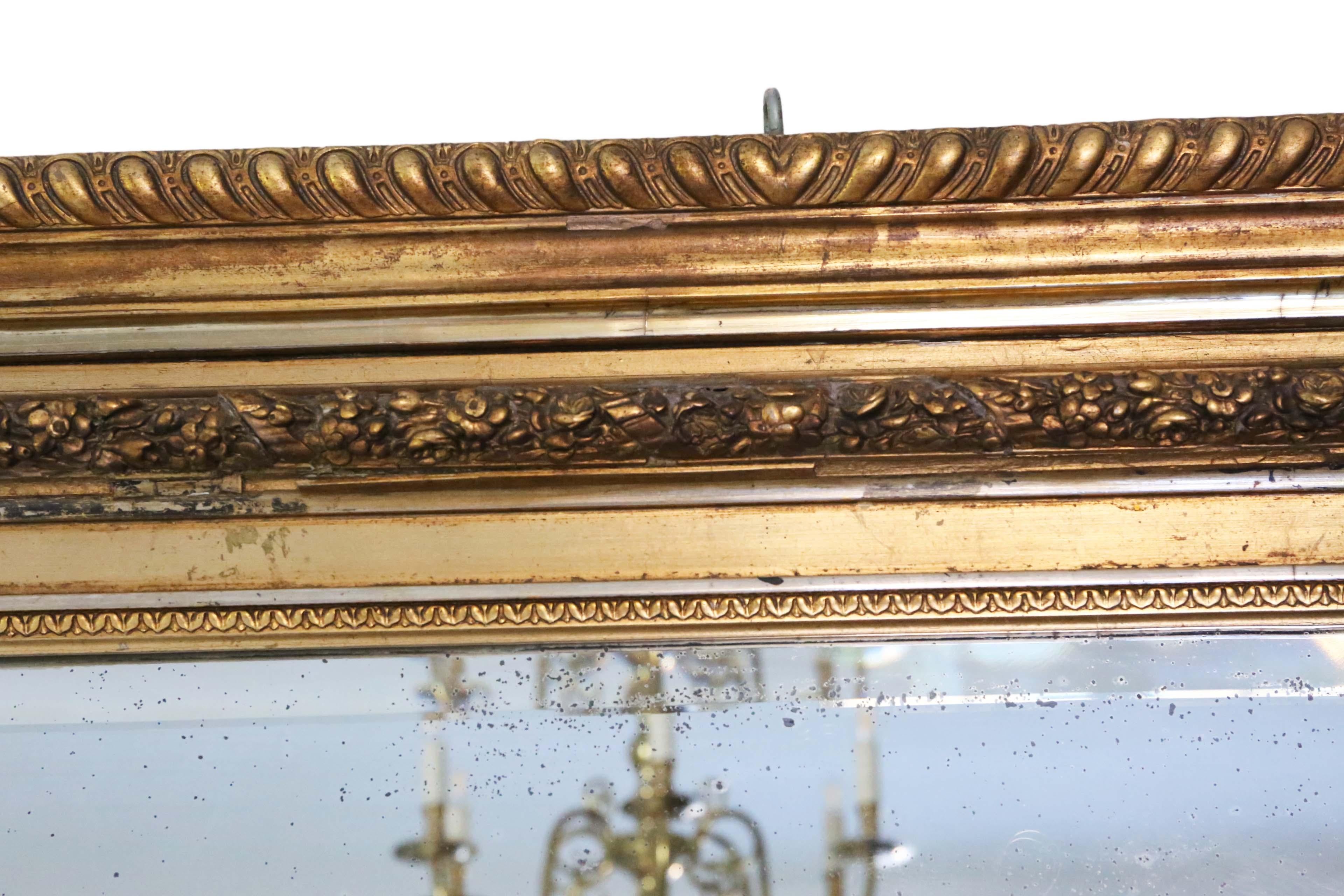 Giltwood Antique Very Large Fine Quality 19th Century Full Height Gilt Wall Mirror 
