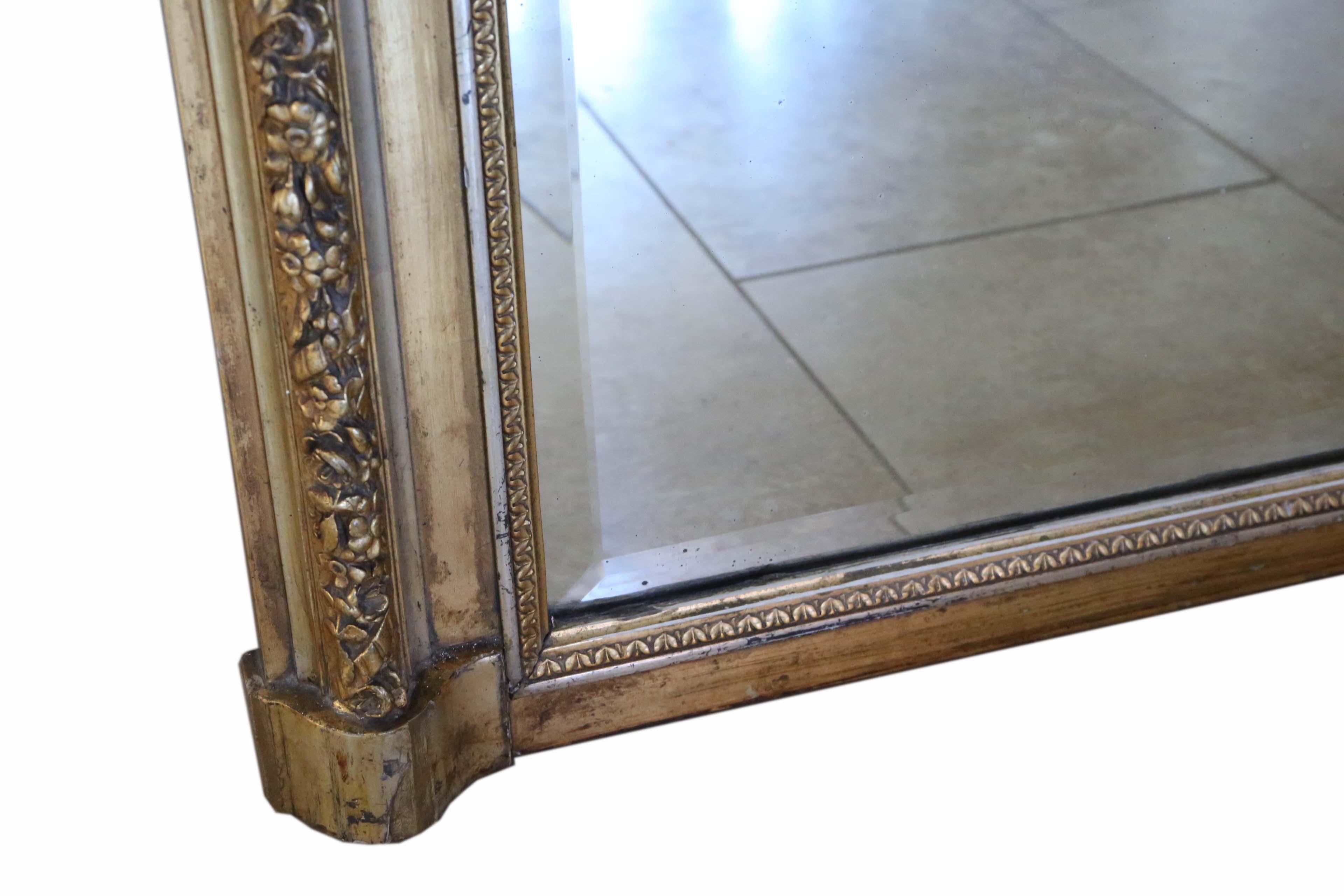 Antique Very Large Fine Quality 19th Century Full Height Gilt Wall Mirror  1