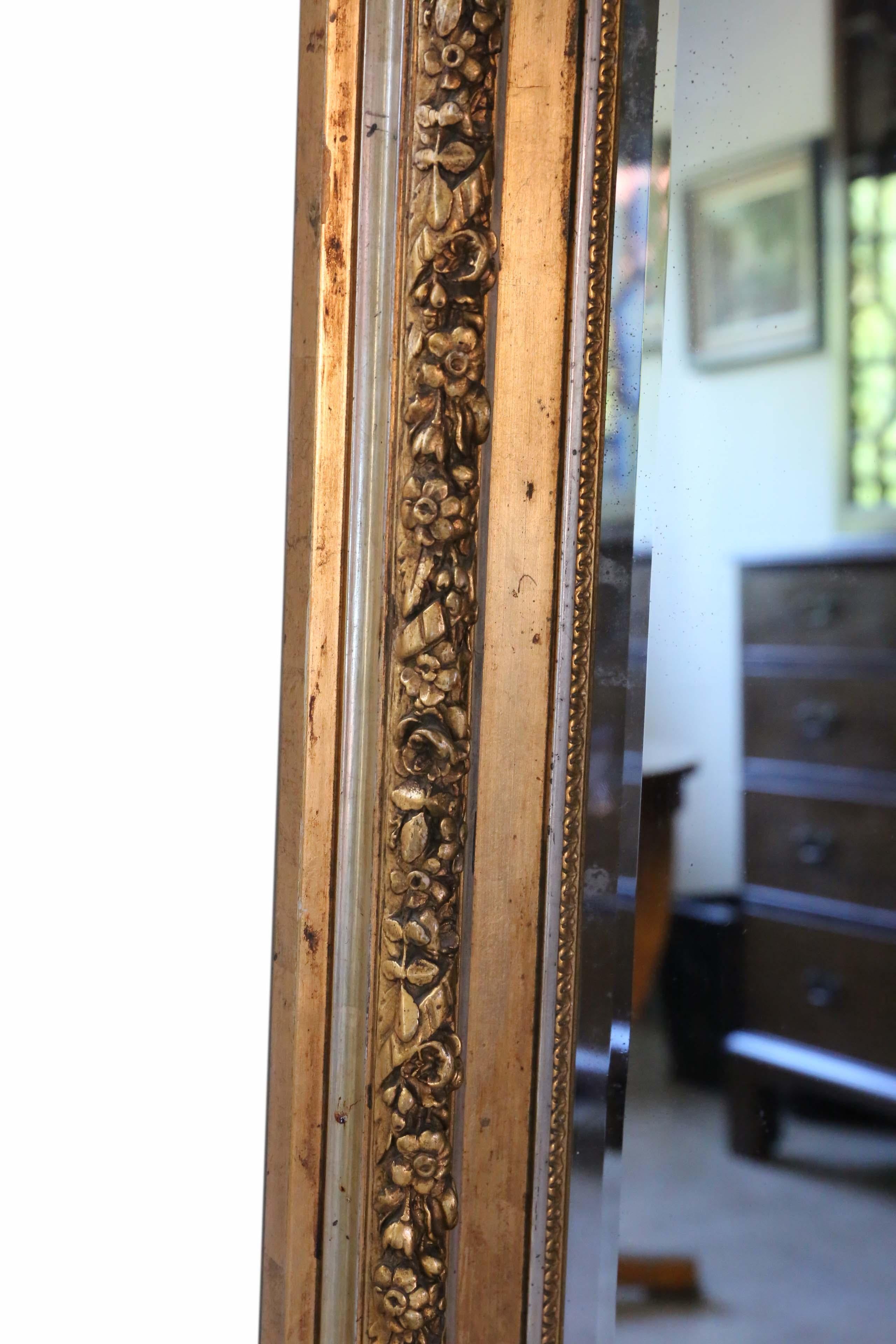 Antique Very Large Fine Quality 19th Century Full Height Gilt Wall Mirror  2