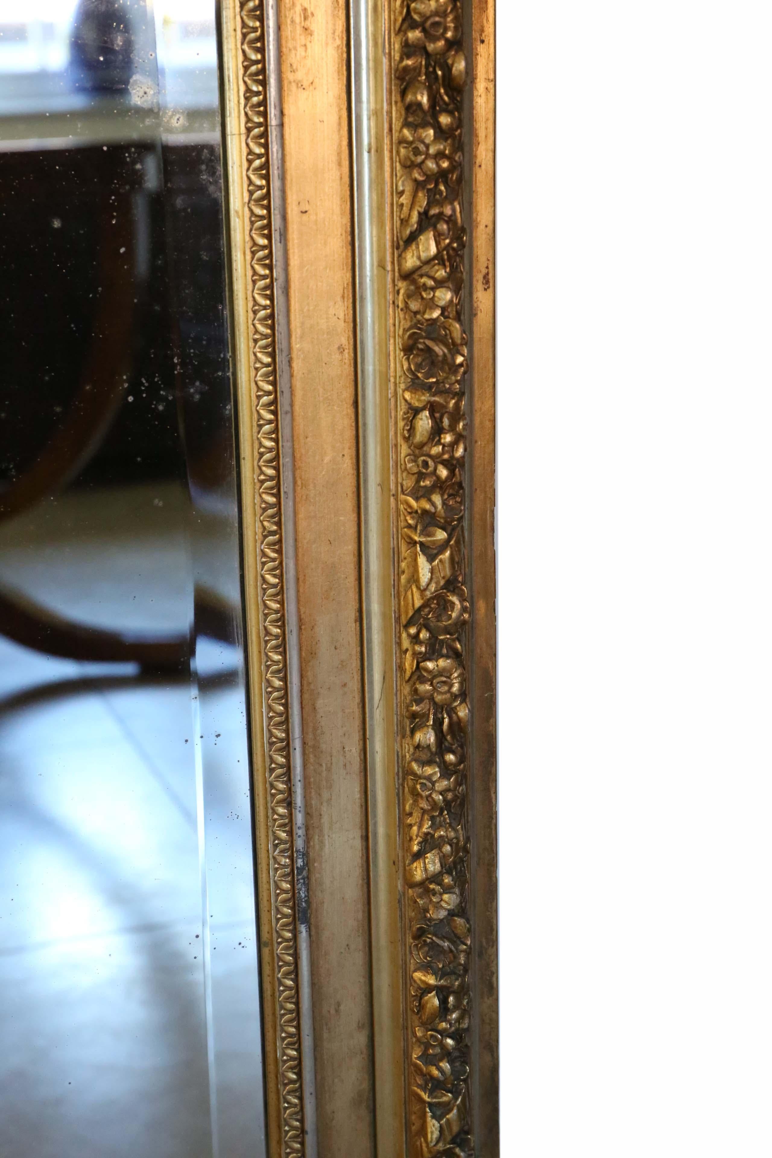 Antique Very Large Fine Quality 19th Century Full Height Gilt Wall Mirror  3