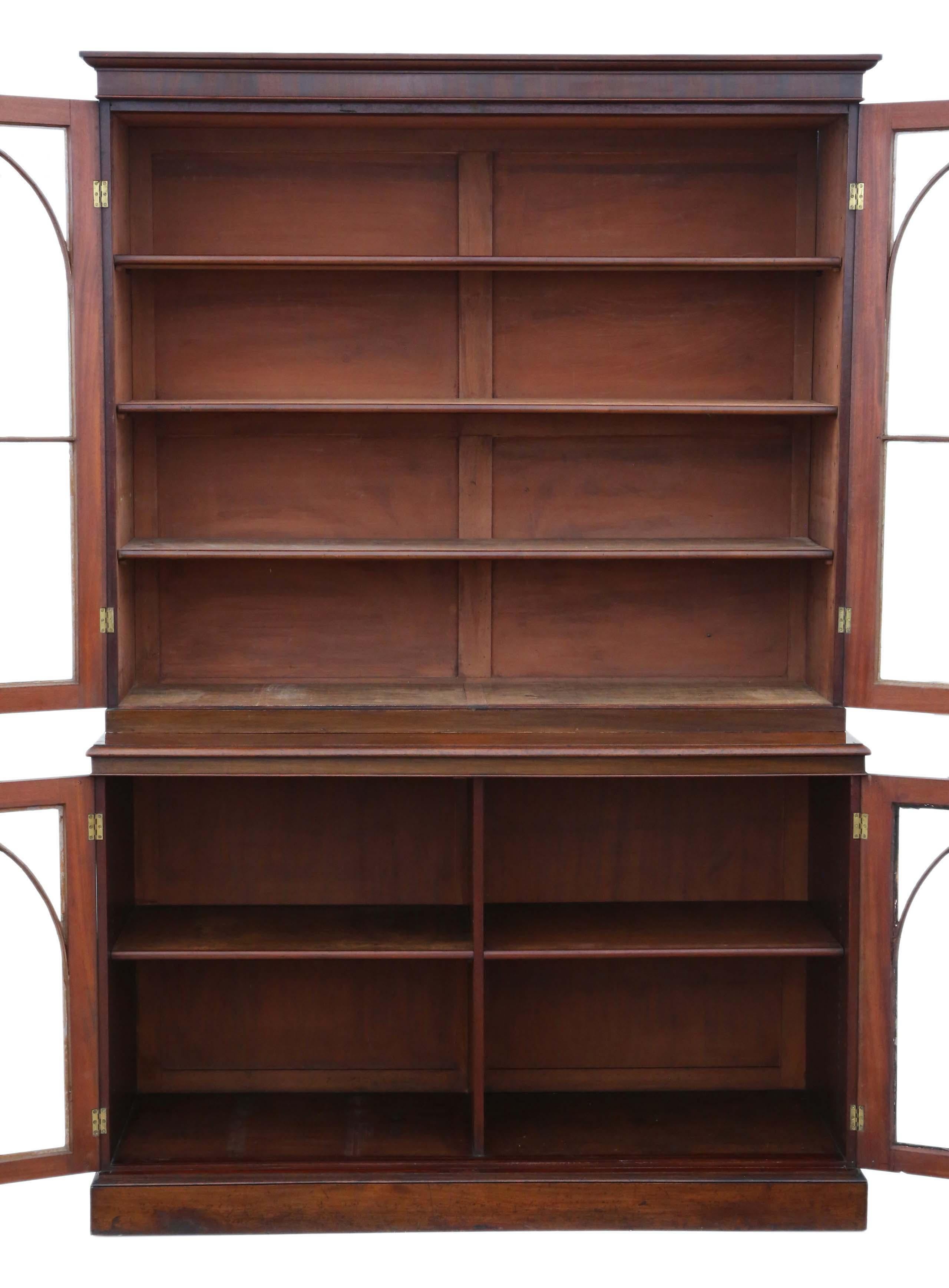 Antique Very Large Fine Quality 19th Century Mahogany Glazed Bookcase Display Ca In Good Condition In Wisbech, Cambridgeshire