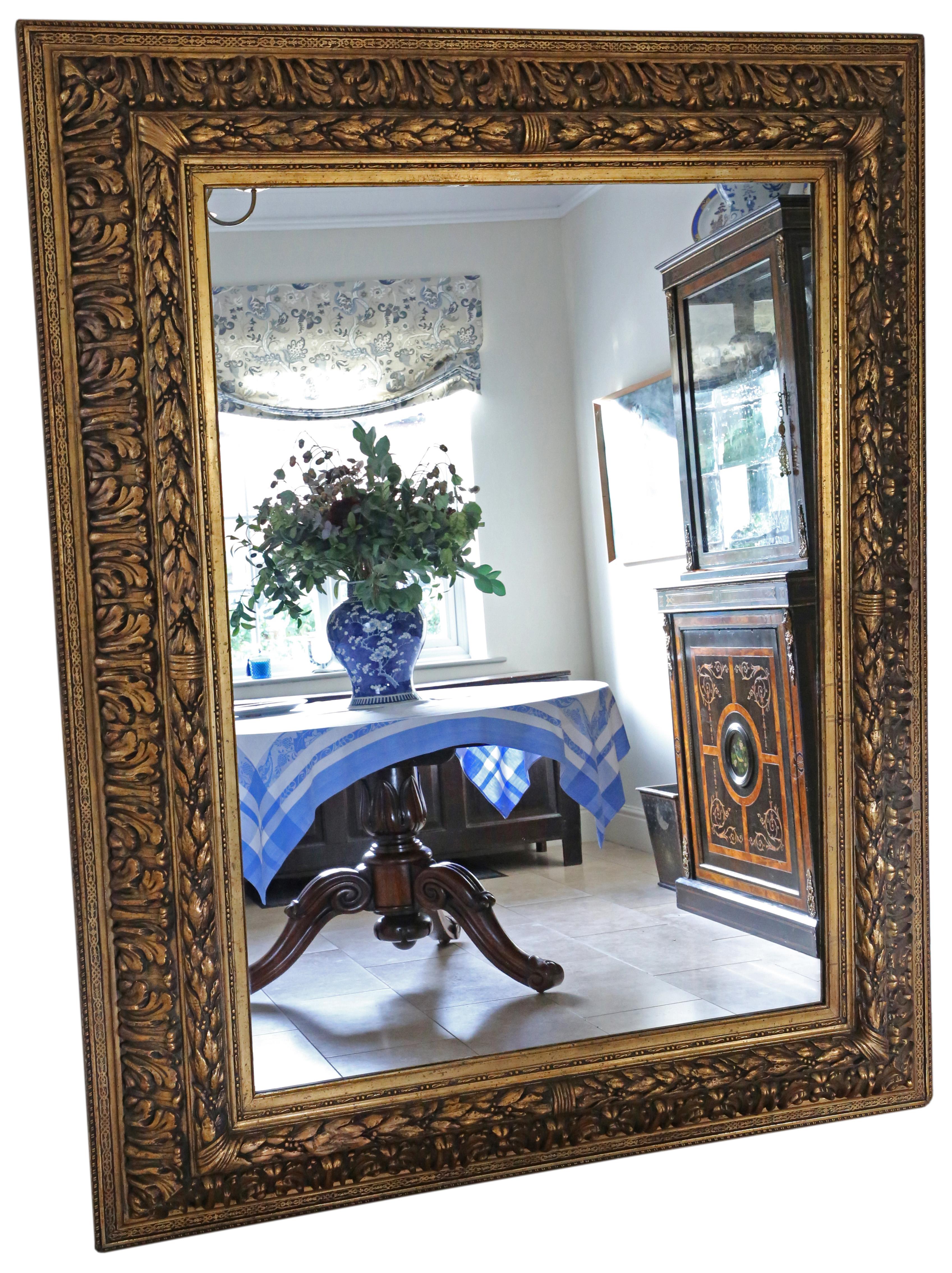 Antique very large fine quality gilt overmantle floor wall mirror 19th Century. Lovely charm and elegance.

This is an impressive rare statement piece. A bit different and quite special.

An impressive find, that would look amazing in the right
