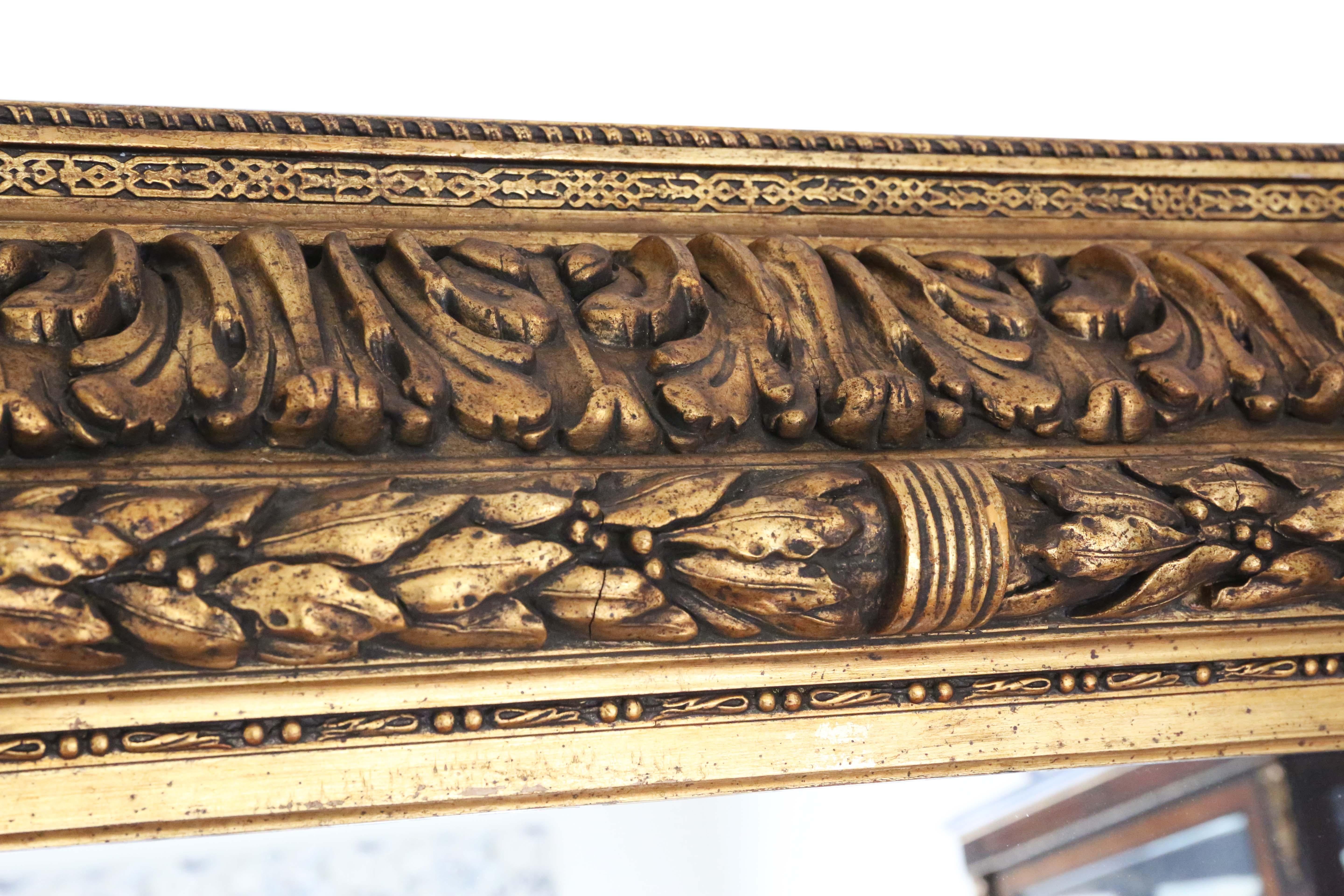 Antiker, sehr großer, hochwertiger, vergoldeter Übermantle-Stehwandspiegel, 19. Jahrhundert im Angebot 4