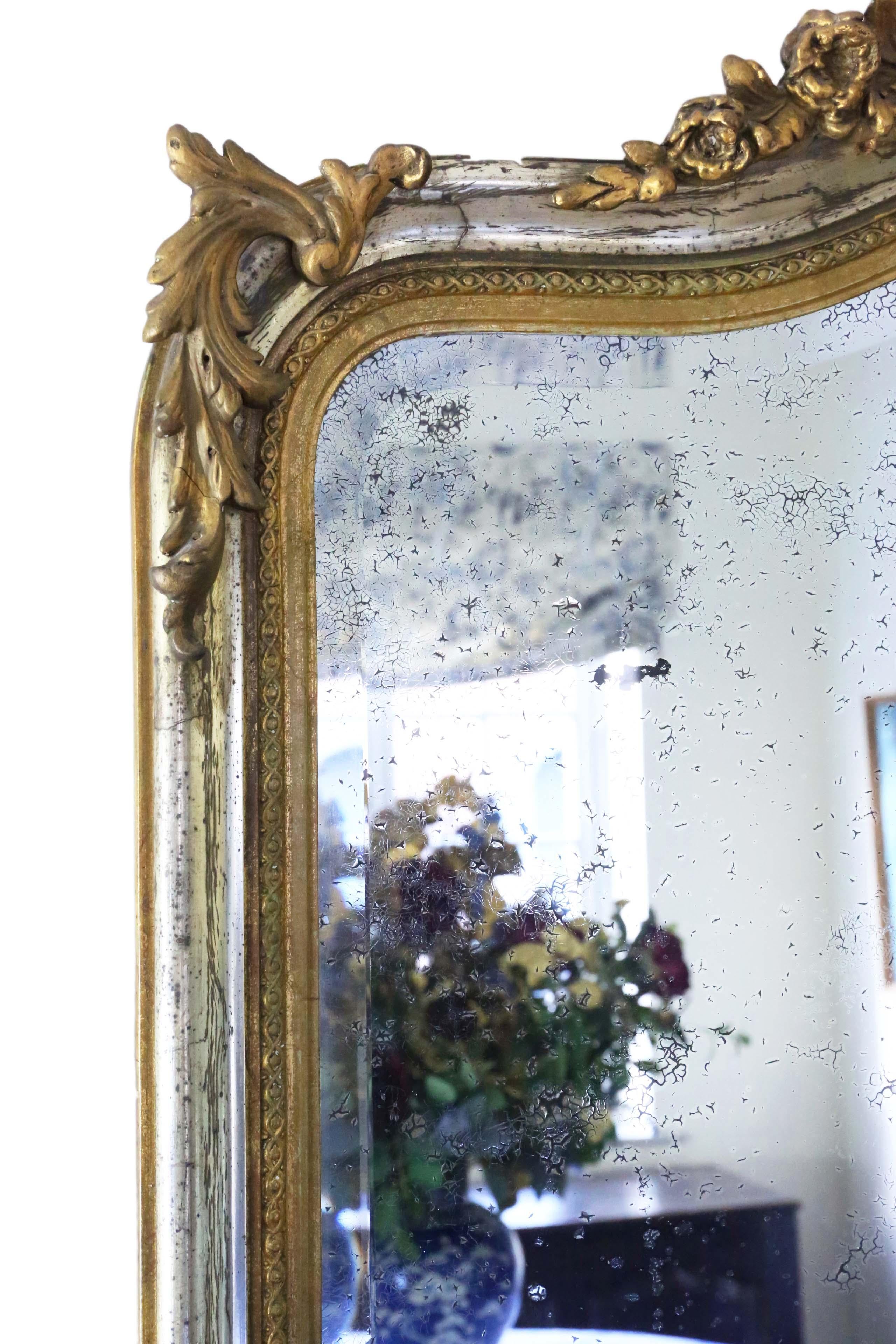 Antique very large fine quality gilt floor, wall or overmantle mirror, 19th Century. A very large rare breathtaking statement piece.

An impressive rare find, that would look amazing in the right location. No loose joints or woodworm. Original