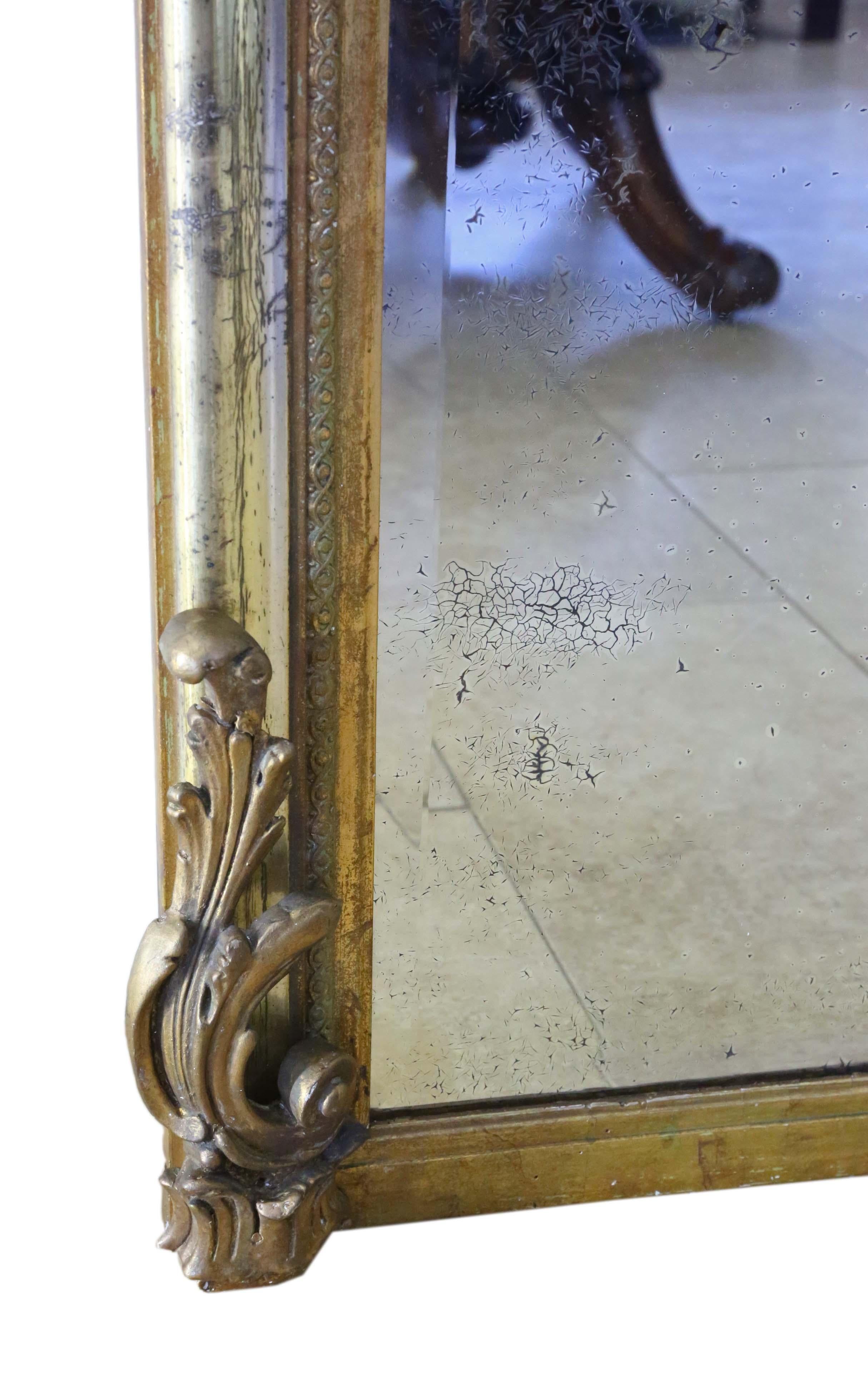Antique Very Large Gilt Wall Mirror Overmantle 19th Century In Good Condition In Wisbech, Cambridgeshire