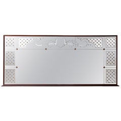Antique Very Large Italian Mahogany Chateau Overmantle Wall Mirror