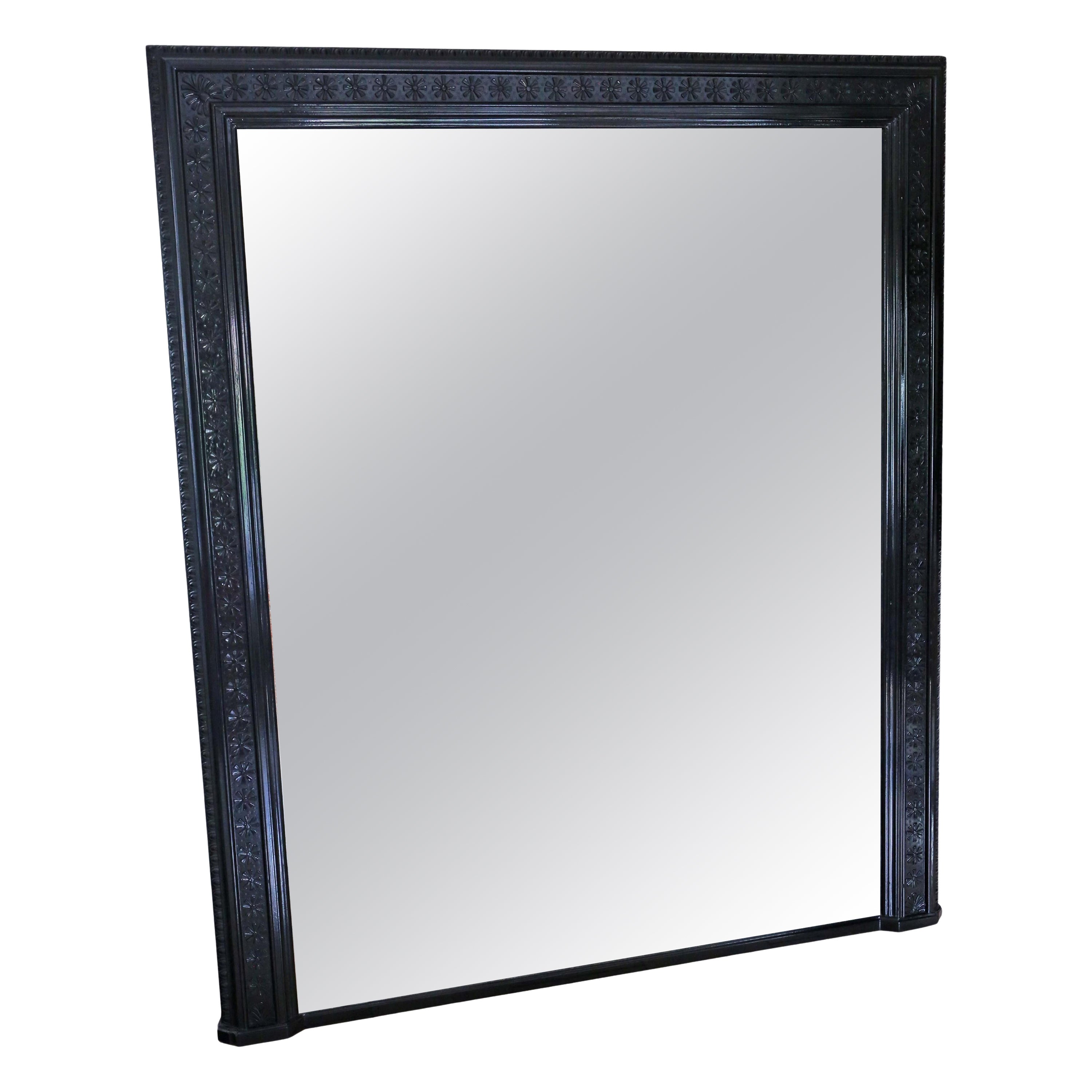 Antique very large late 19th Century quality floor overmantle wall mirror