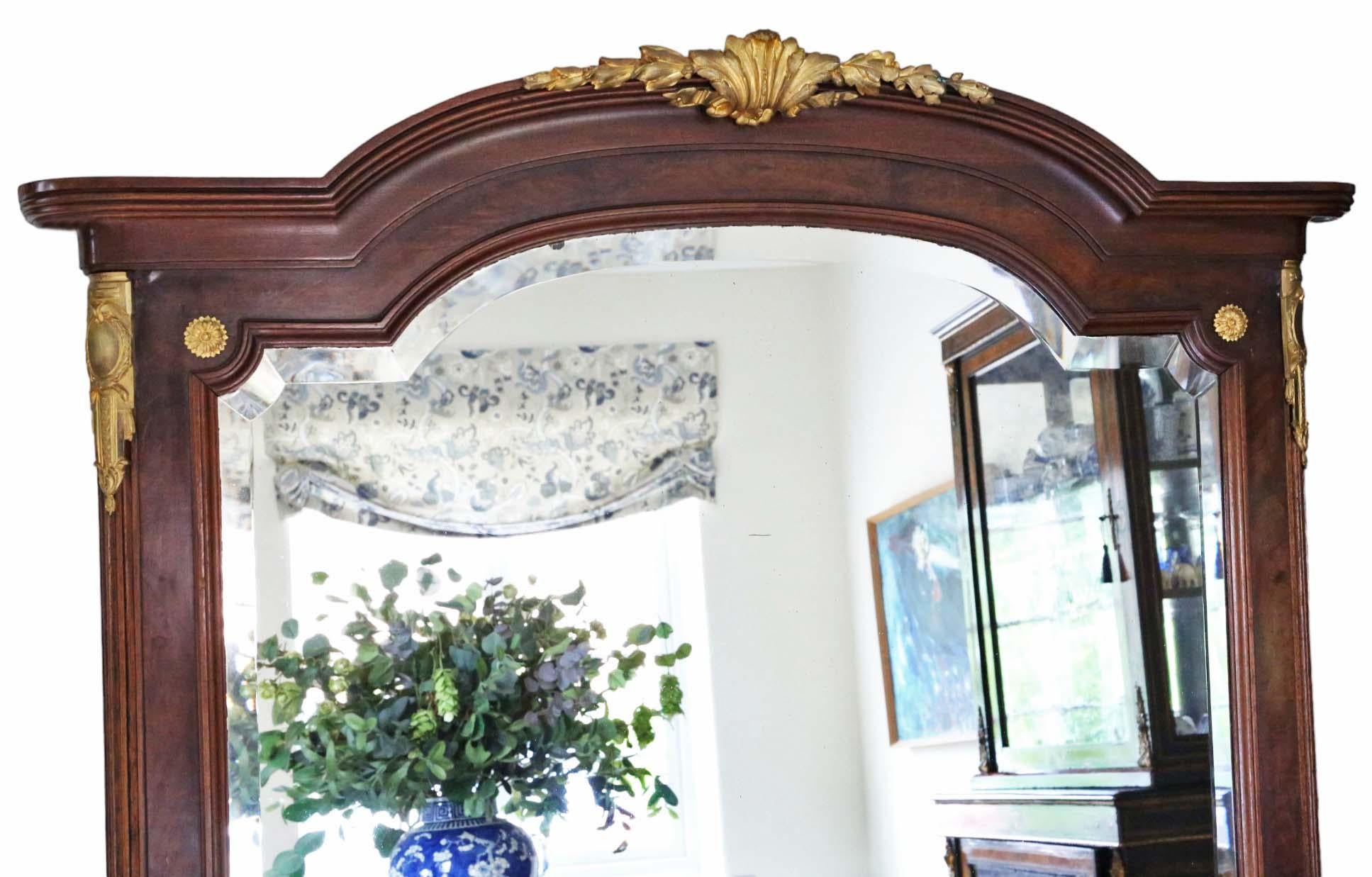 Antique Very Large Mahogany & Walnut Floor Wall Mirror Quality (très grand miroir de sol en acajou et noyer) Bon état - En vente à Wisbech, Cambridgeshire