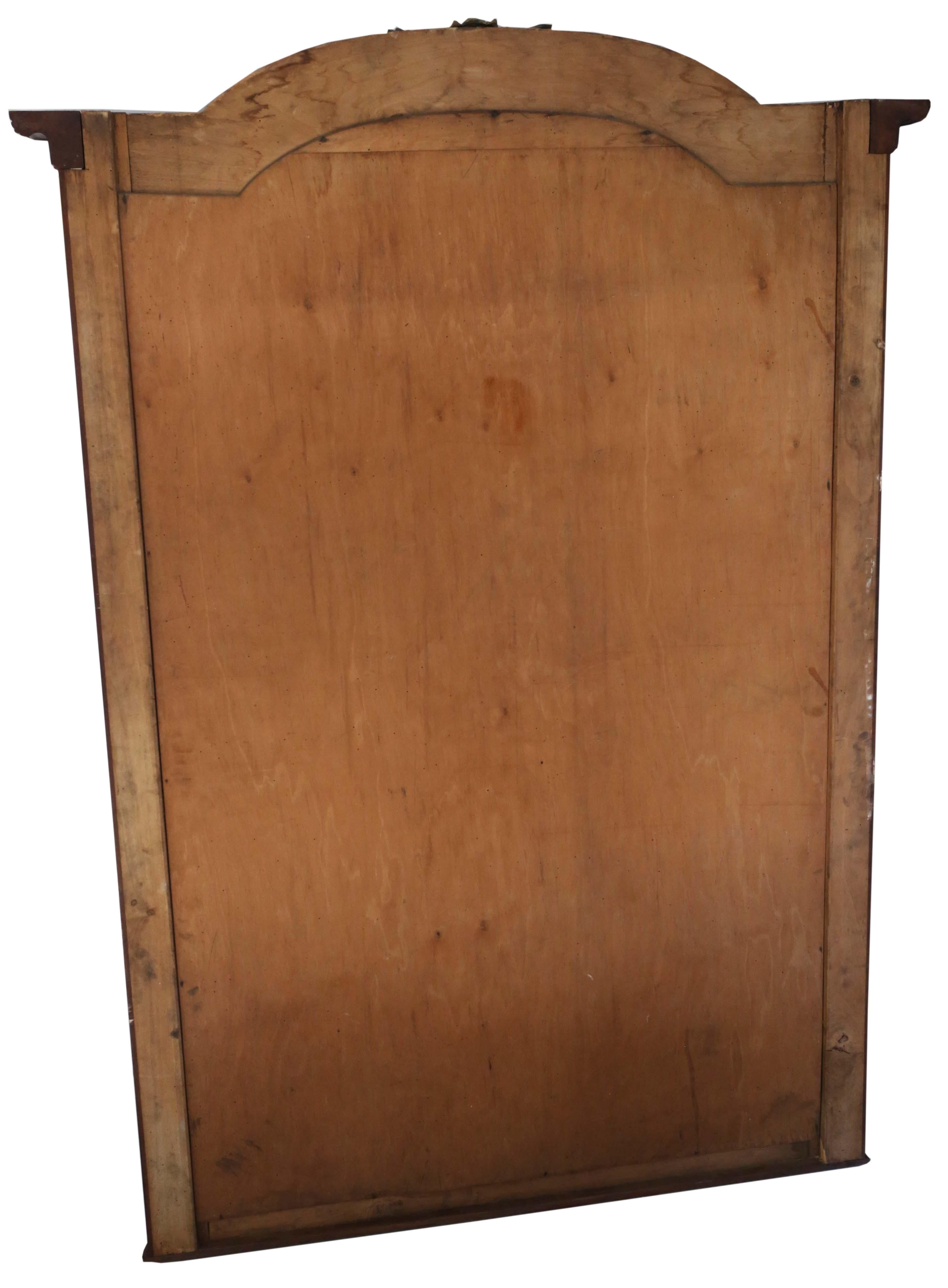 Verre Antique Very Large Mahogany & Walnut Floor Wall Mirror Quality (très grand miroir de sol en acajou et noyer) en vente