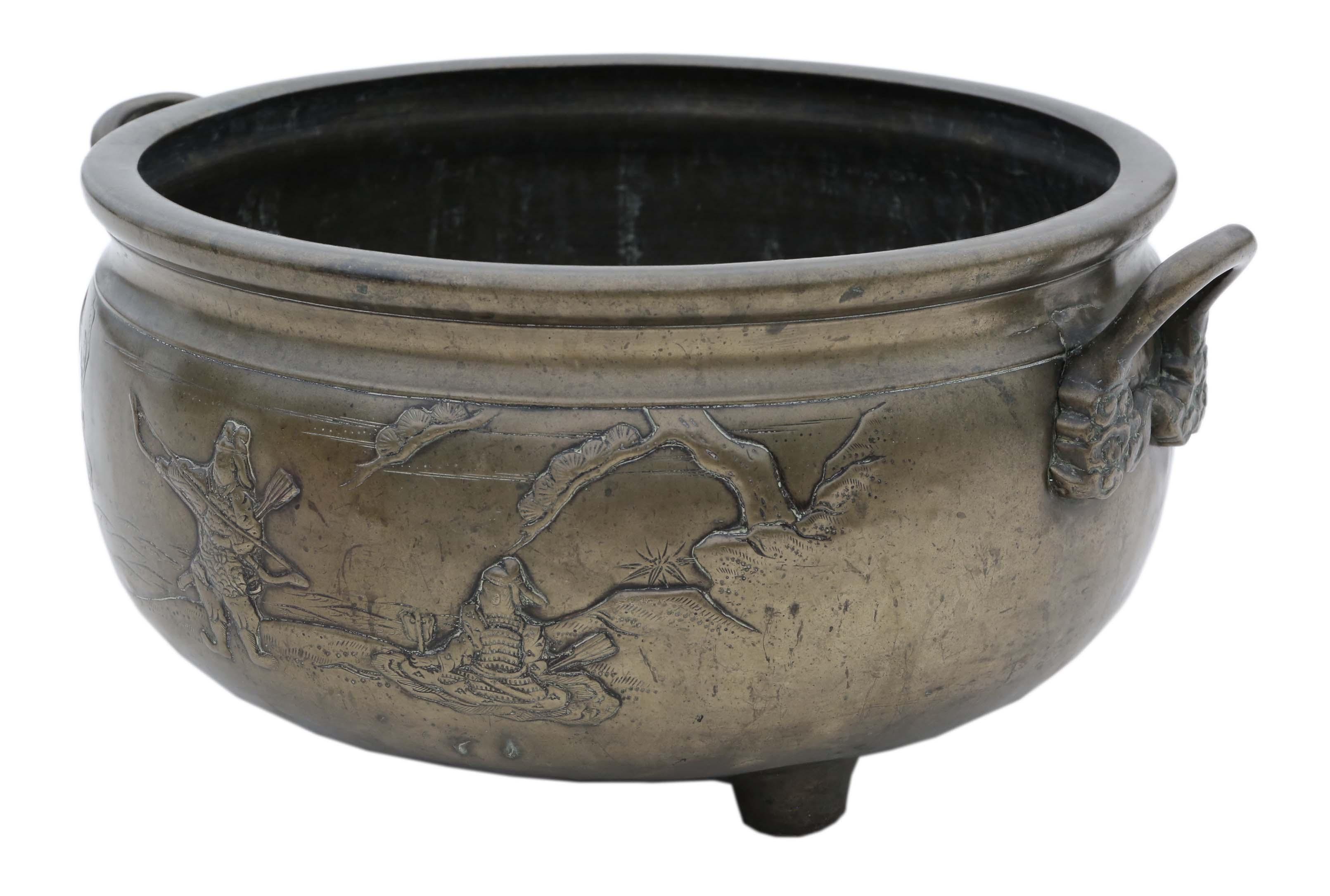 Asian Antique Very Large Oriental Chinese Japanese Bronze Planter Bowl 19th Century