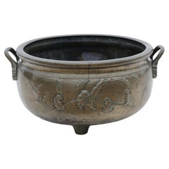 Antique Very Large Oriental Chinese Japanese Bronze Planter Bowl 19th Century