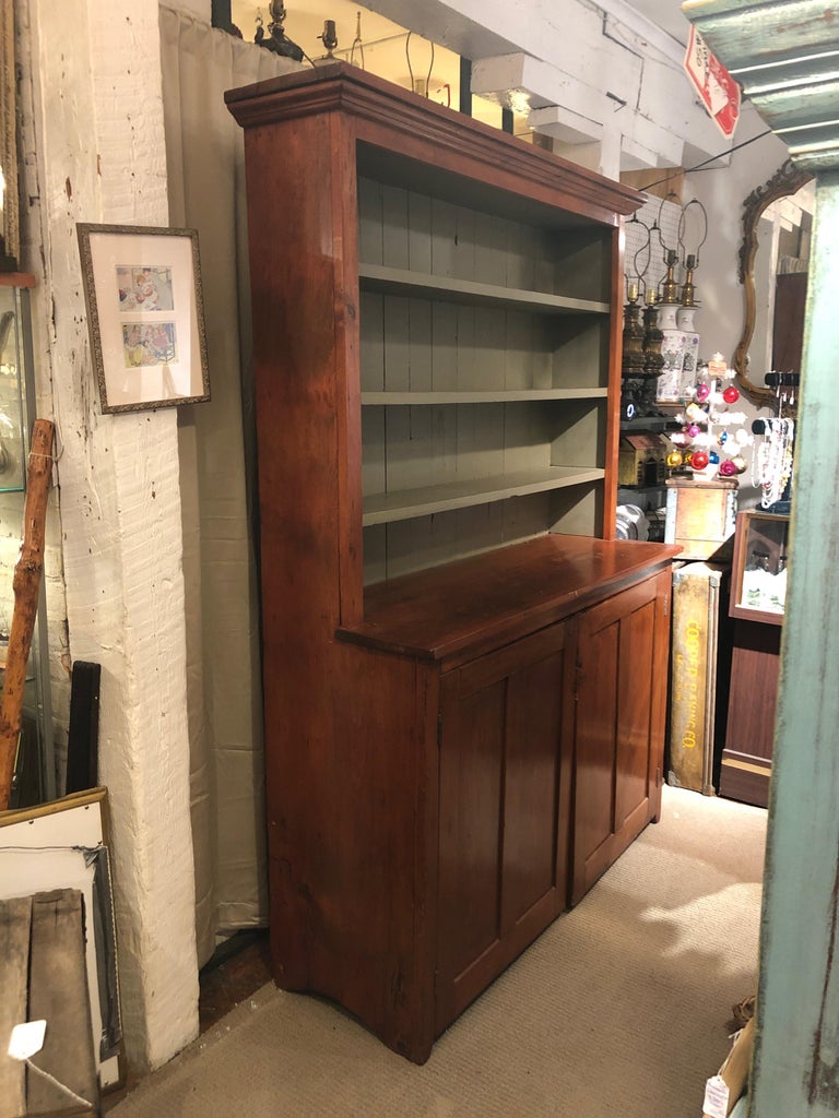 Antique Very Large Pine and Poplar China Cabinet Hutch at 1stDibs