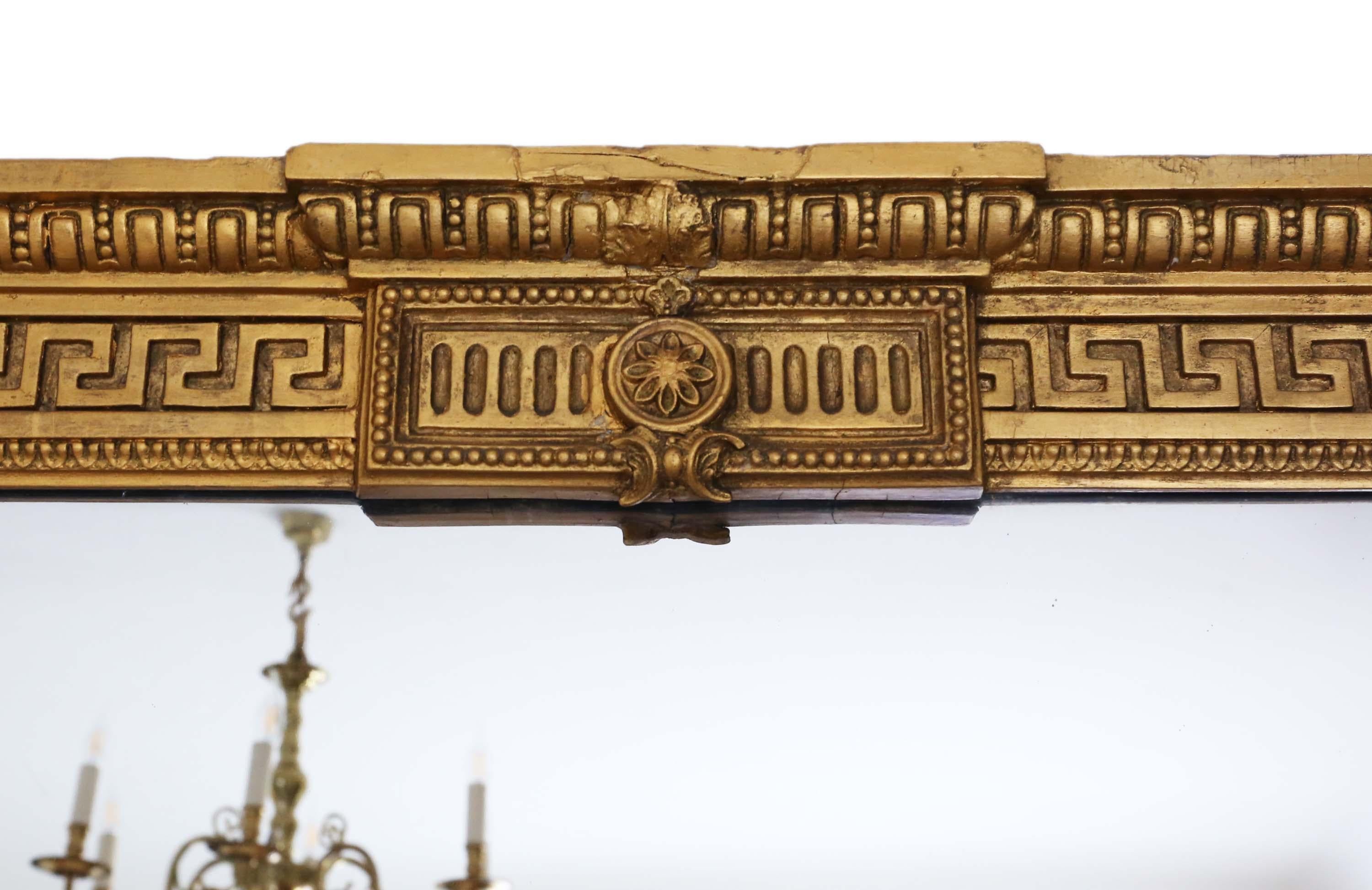 Antique Very Large Quality Gilt Overmantle Wall Mirror, 19th Century In Good Condition In Wisbech, Cambridgeshire