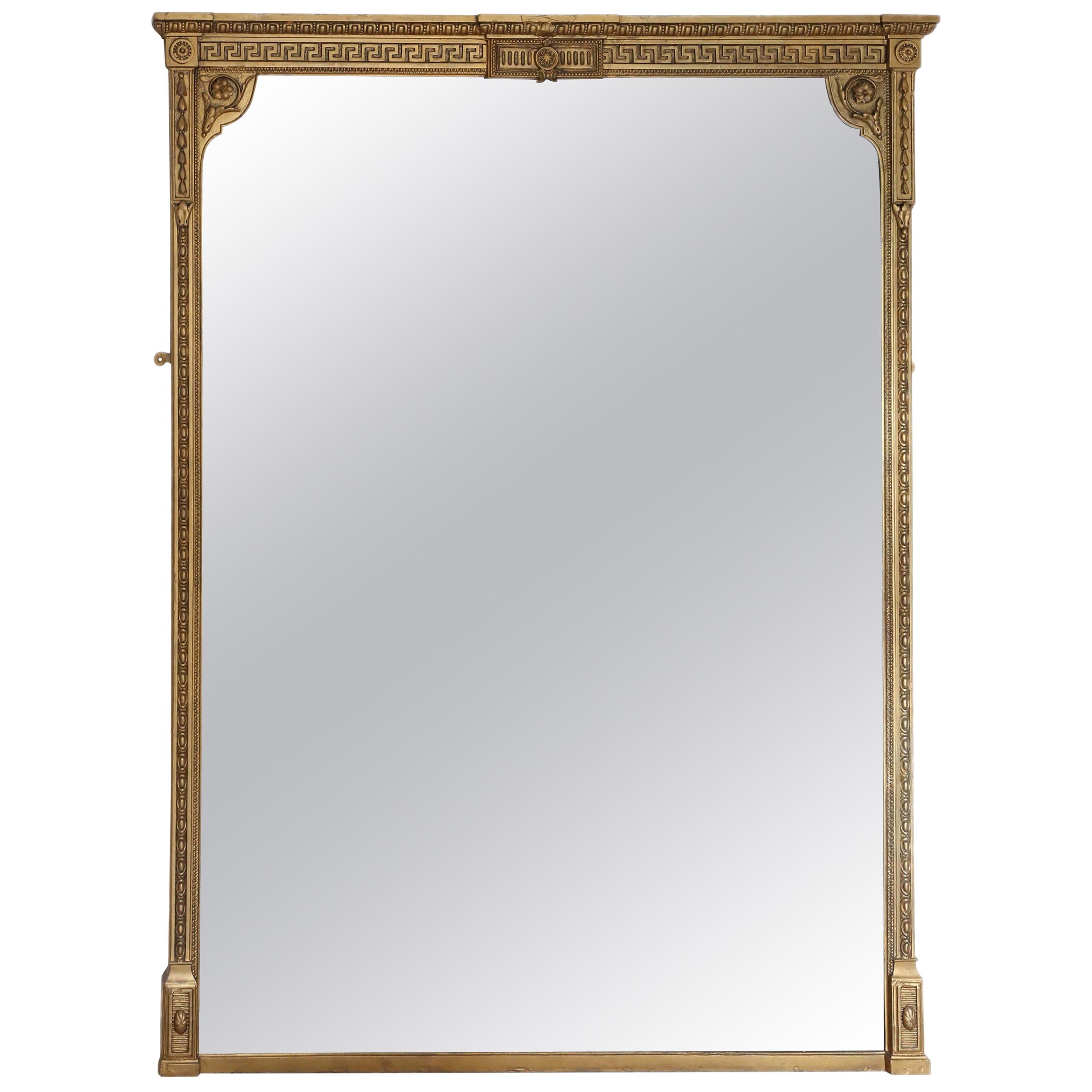 Antique Very Large Quality Gilt Overmantle Wall Mirror, 19th Century