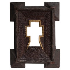 Antique Very Large Tramp Art Picture Frame, Late 19Th Century