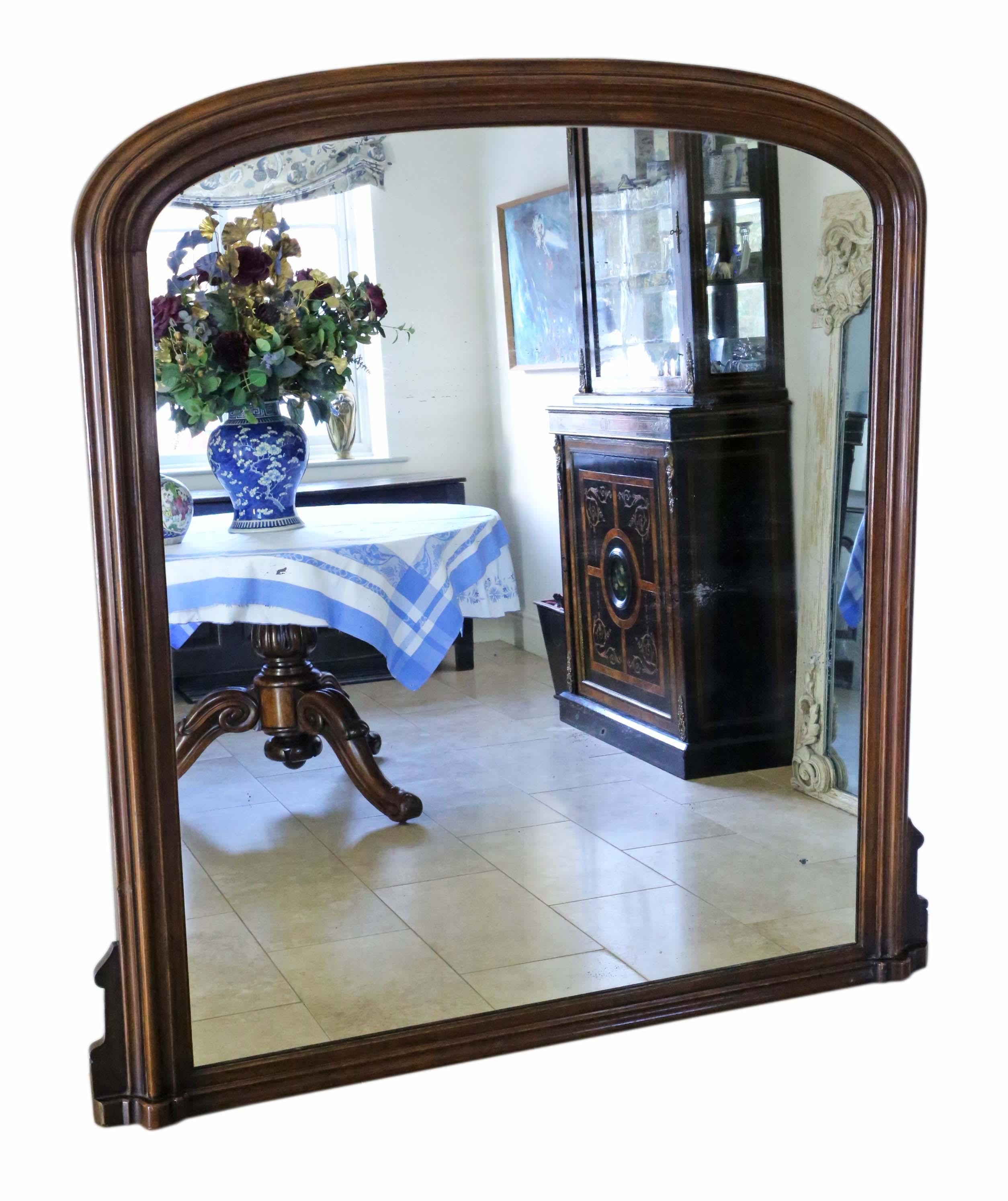Antique Very Large Victorian Oak Wall Overmantle Mirror  4