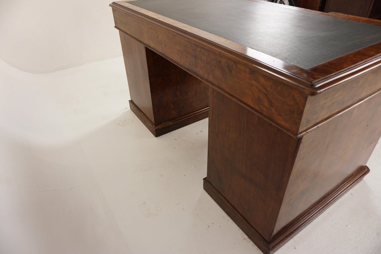 Antique Vict. Walnut Double Pedestal Desk, Leather Insert, Scotland ...