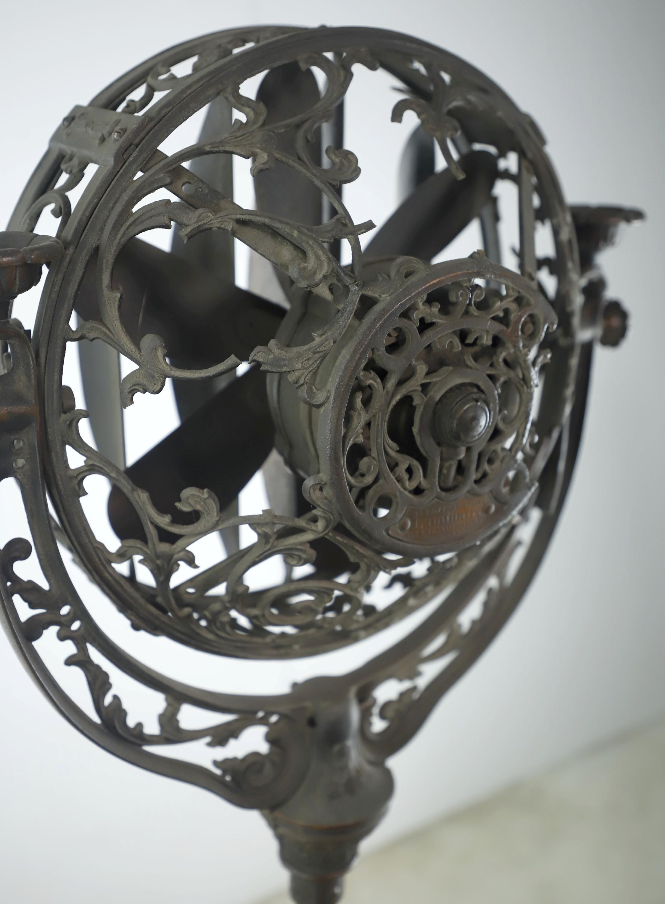 Iron Antique Victor Luminaire Electric Parlor Fan Lamp Commercial Style