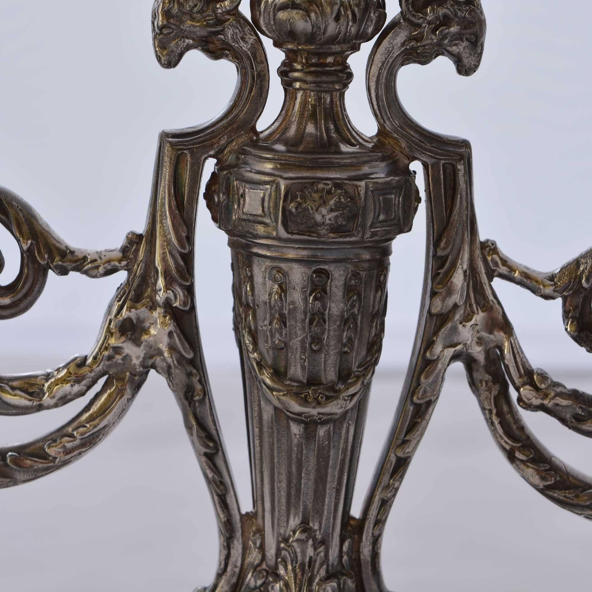 Antique Victor Saglier Art Nouveau Silver Plate Candelabras For Sale 7