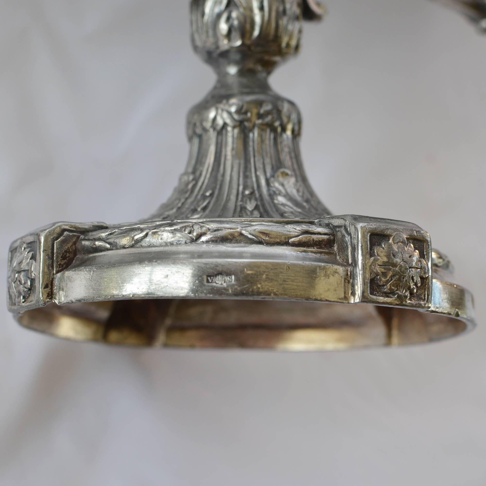 Antique Victor Saglier Art Nouveau Silver Plate Candelabras For Sale 3