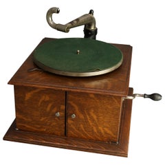 Antique Victor Victrola IV Oak Phonograph 'Missing Reproducer', Circa 1900